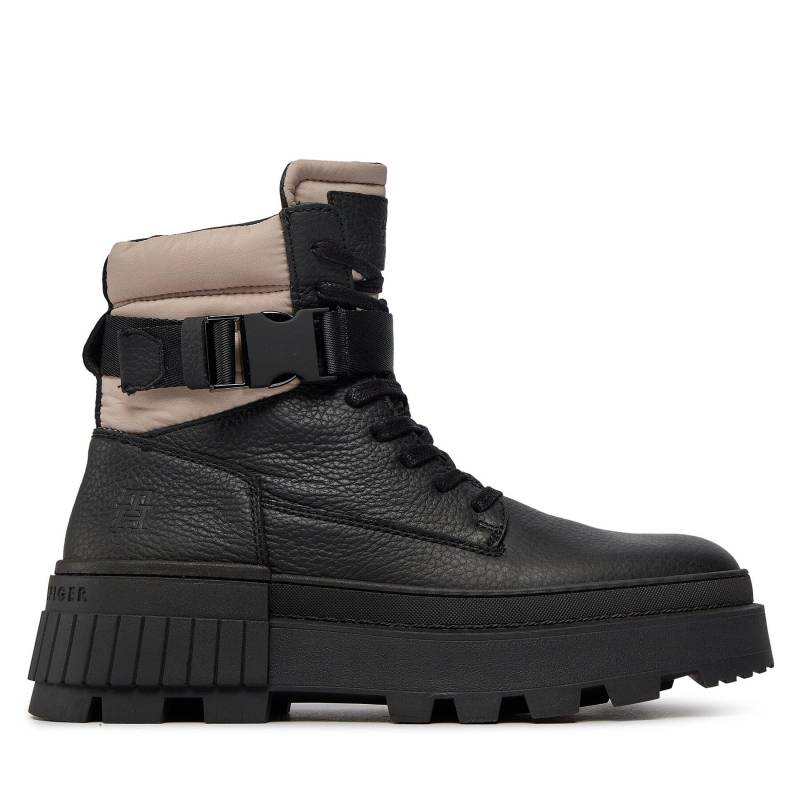 Schnürstiefeletten Tommy Hilfiger Th Elevated Chunky Lth Bkle Boot FM0FM04909 Schwarz von Tommy Hilfiger
