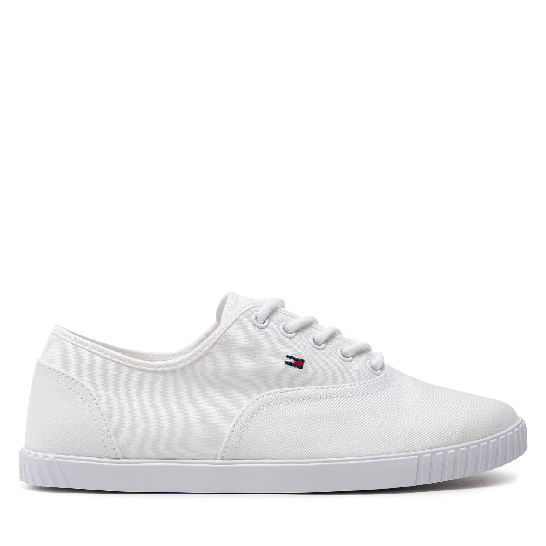 Sneakers aus Stoff Tommy Hilfiger Canvas Lace Up Sneaker FW0FW07805 White YBS von Tommy Hilfiger