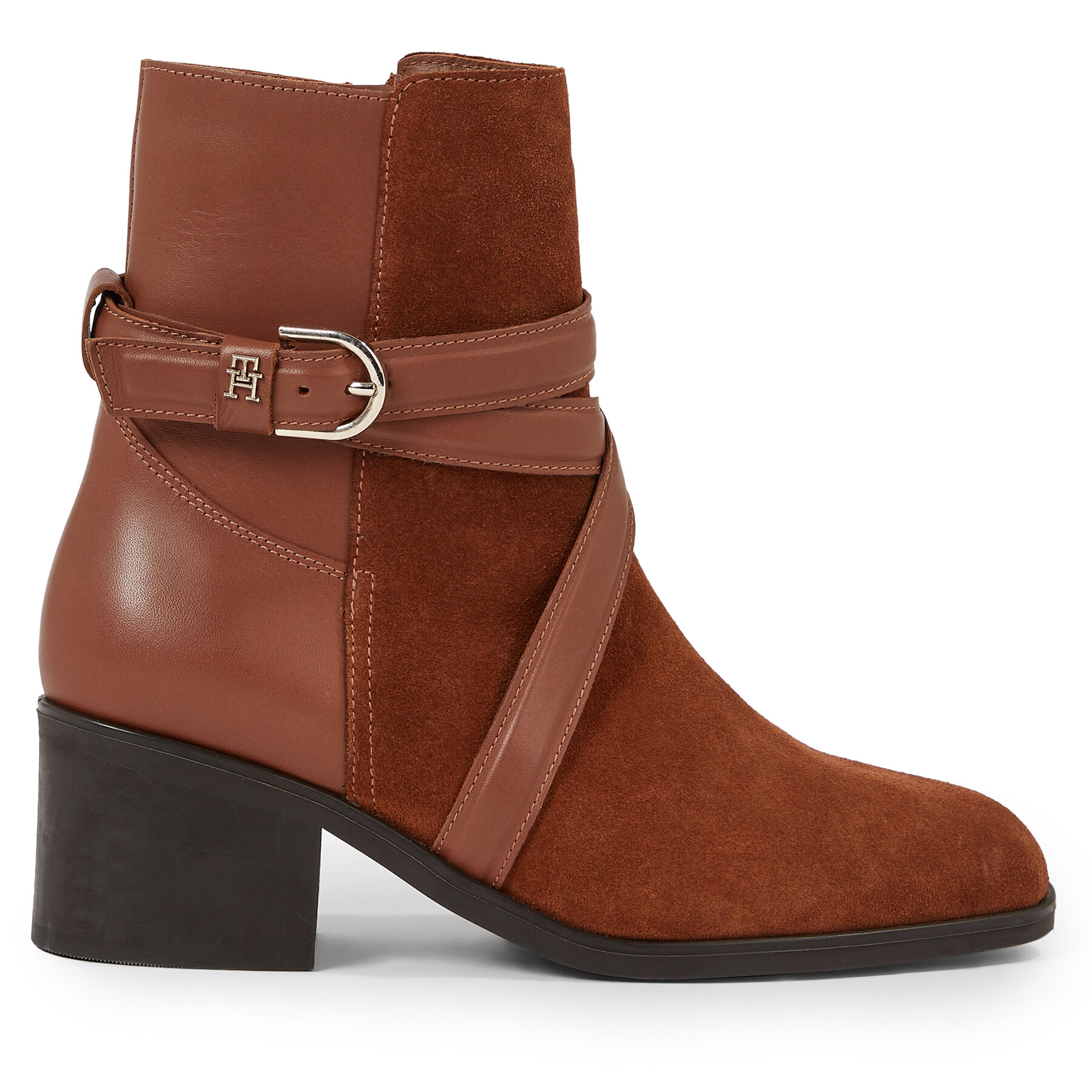 Stiefeletten Tommy Hilfiger Elevated Essential Midheel Boot FW0FW07515 Natural Cognac GTU von Tommy Hilfiger