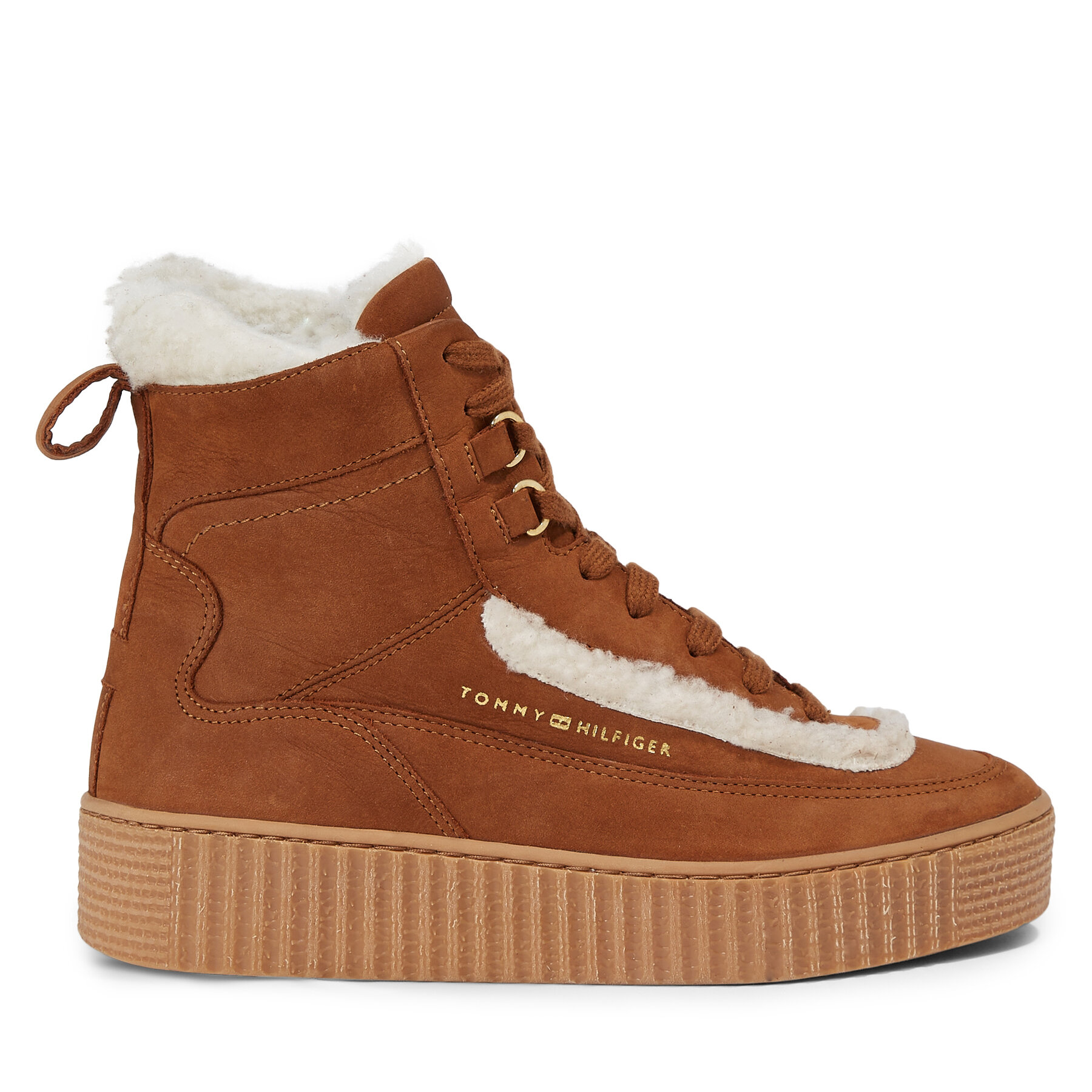 Stiefeletten Tommy Hilfiger Essential Lace Up Warmbootie FW0FW07503 Natural Cognac GTU von Tommy Hilfiger