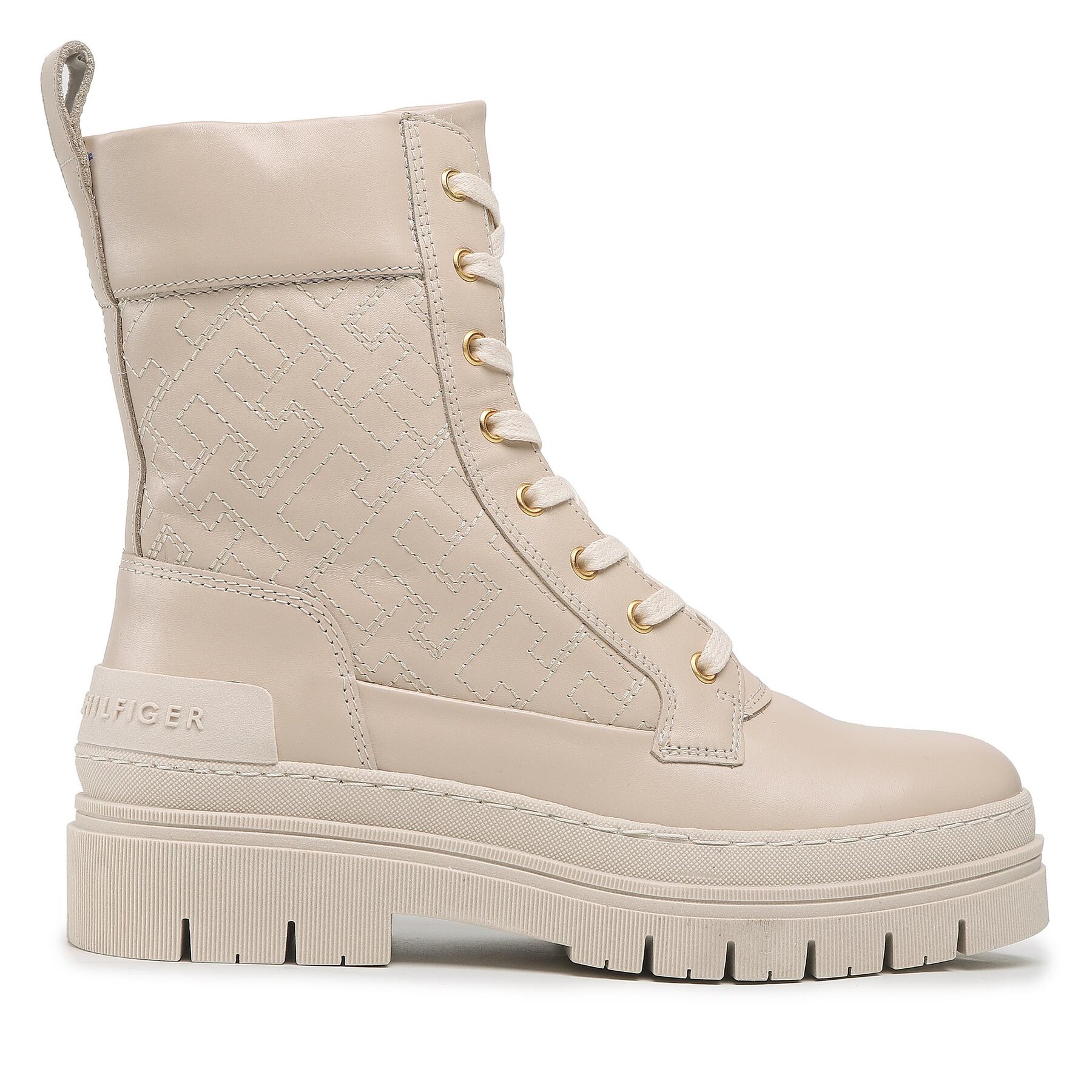 Stiefeletten Tommy Hilfiger Lace Up Zip Boot Monogram FW0FW06849 Sugarcane AA8 von Tommy Hilfiger