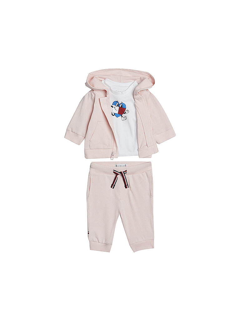 TOMMY HILFIGER Baby Set 3tlg Sweatjacke, T-Shirt und Hose rosa | 68 von Tommy Hilfiger