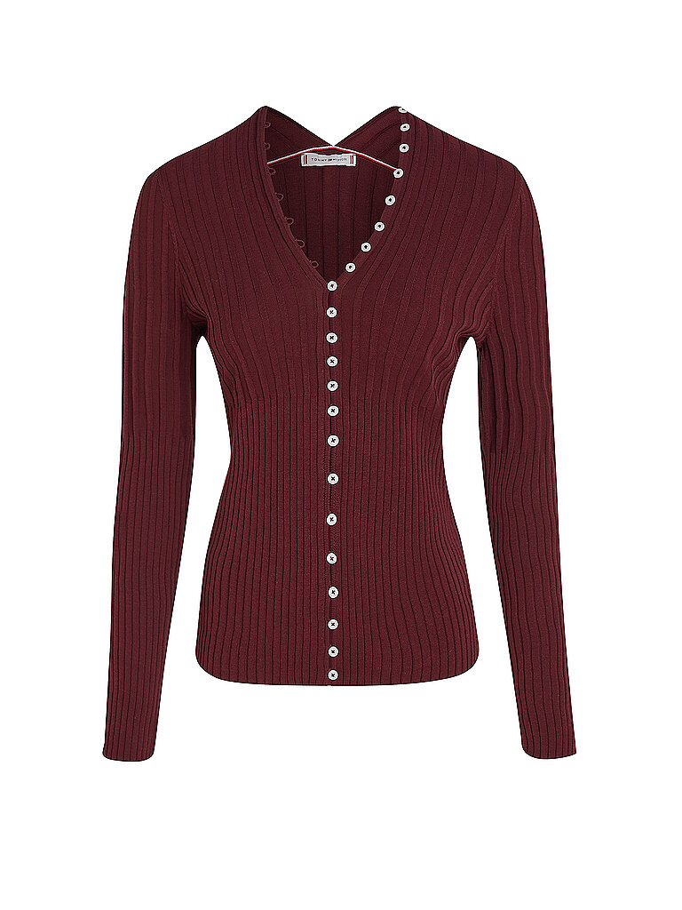 TOMMY HILFIGER Cardigan dunkelrot | XS von Tommy Hilfiger