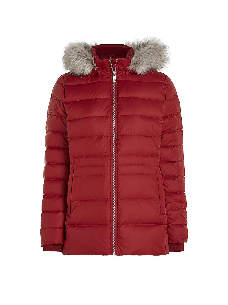 TOMMY HILFIGER Daunensteppjacke dunkelrot | L von Tommy Hilfiger