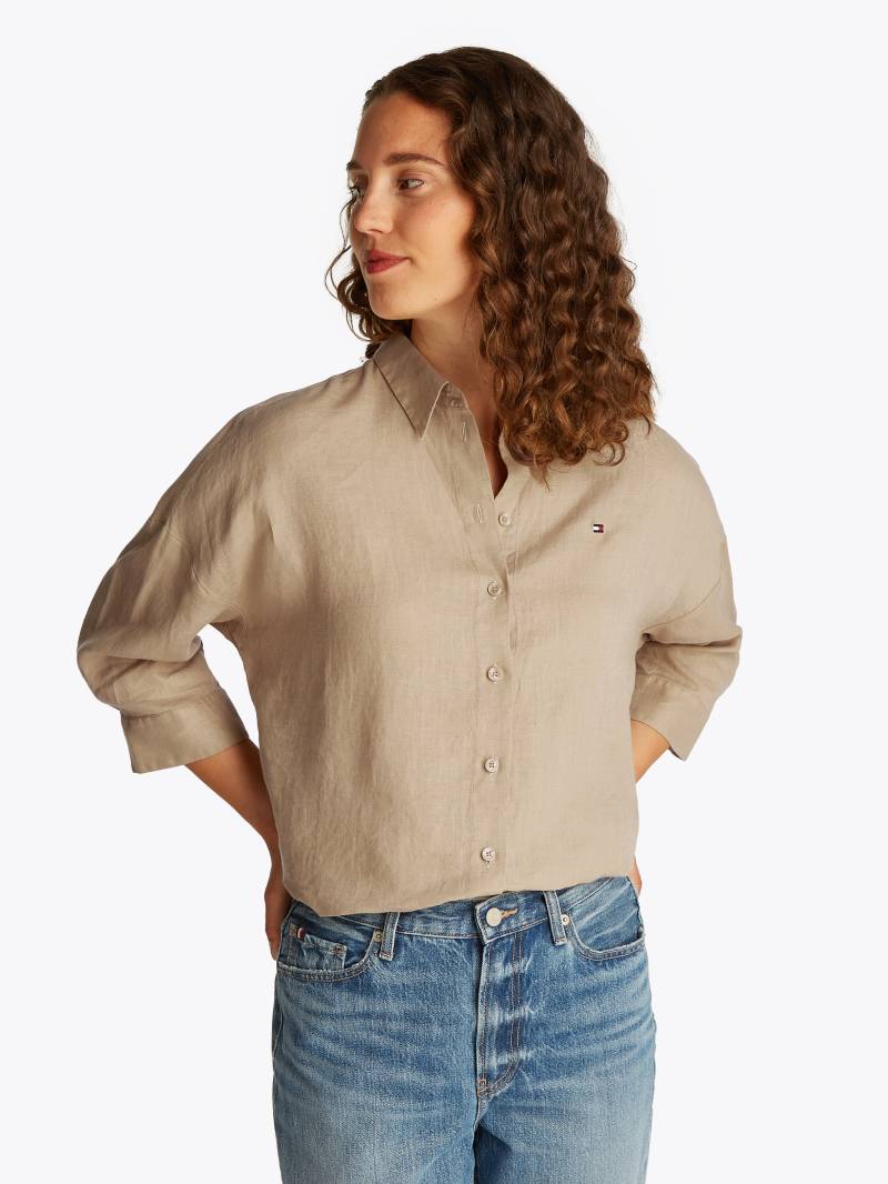 Tommy Hilfiger 3/4-Arm-Shirt »ESS LINEN LOOSE 3-4 SLEEVE SHIRT«, mit 3/4-Ärmel, Logostickerei,kühlendes Premium Leinen von Tommy Hilfiger