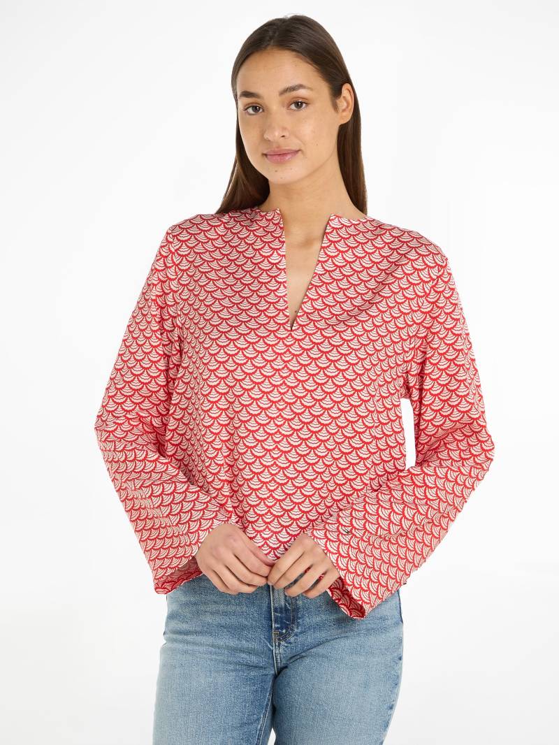 Tommy Hilfiger Blusentop »SEAL AOP V-NECK BLOUSE«, mit Logopatch von Tommy Hilfiger