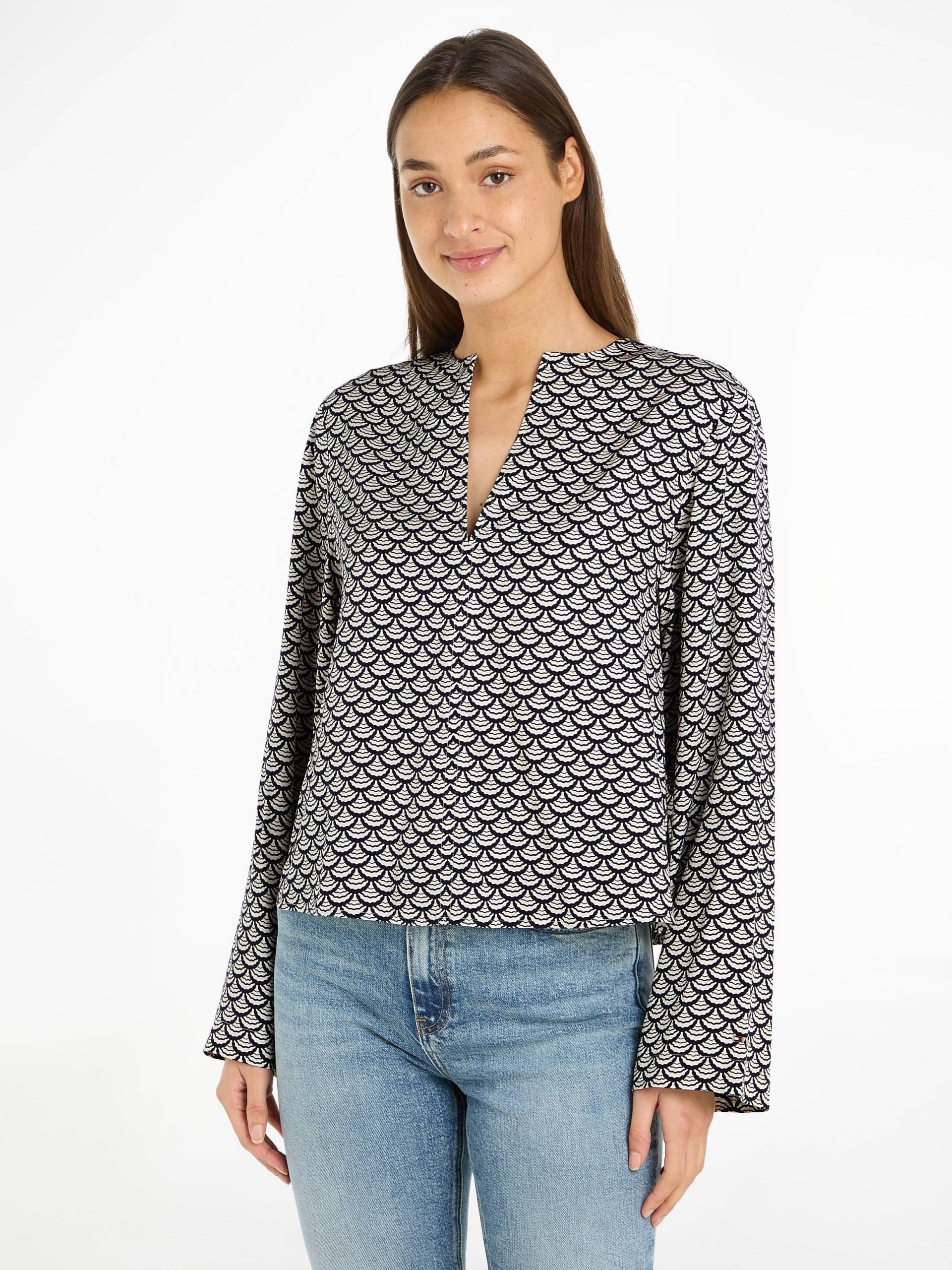 Tommy Hilfiger Blusentop »SEAL AOP V-NECK BLOUSE«, mit Logopatch von Tommy Hilfiger