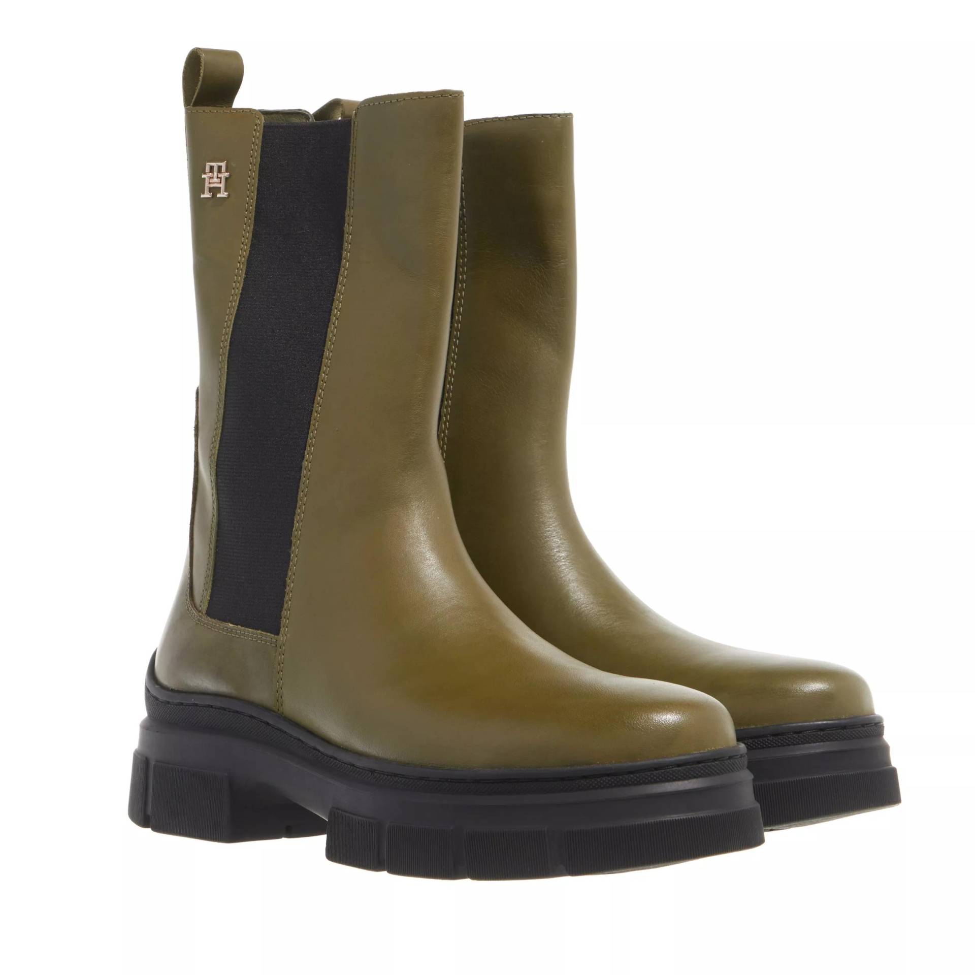 Tommy Hilfiger Boots & Stiefeletten - Essential Leather Chelsea Boot - Gr. 37 (EU) - in Grün - für Damen von Tommy Hilfiger