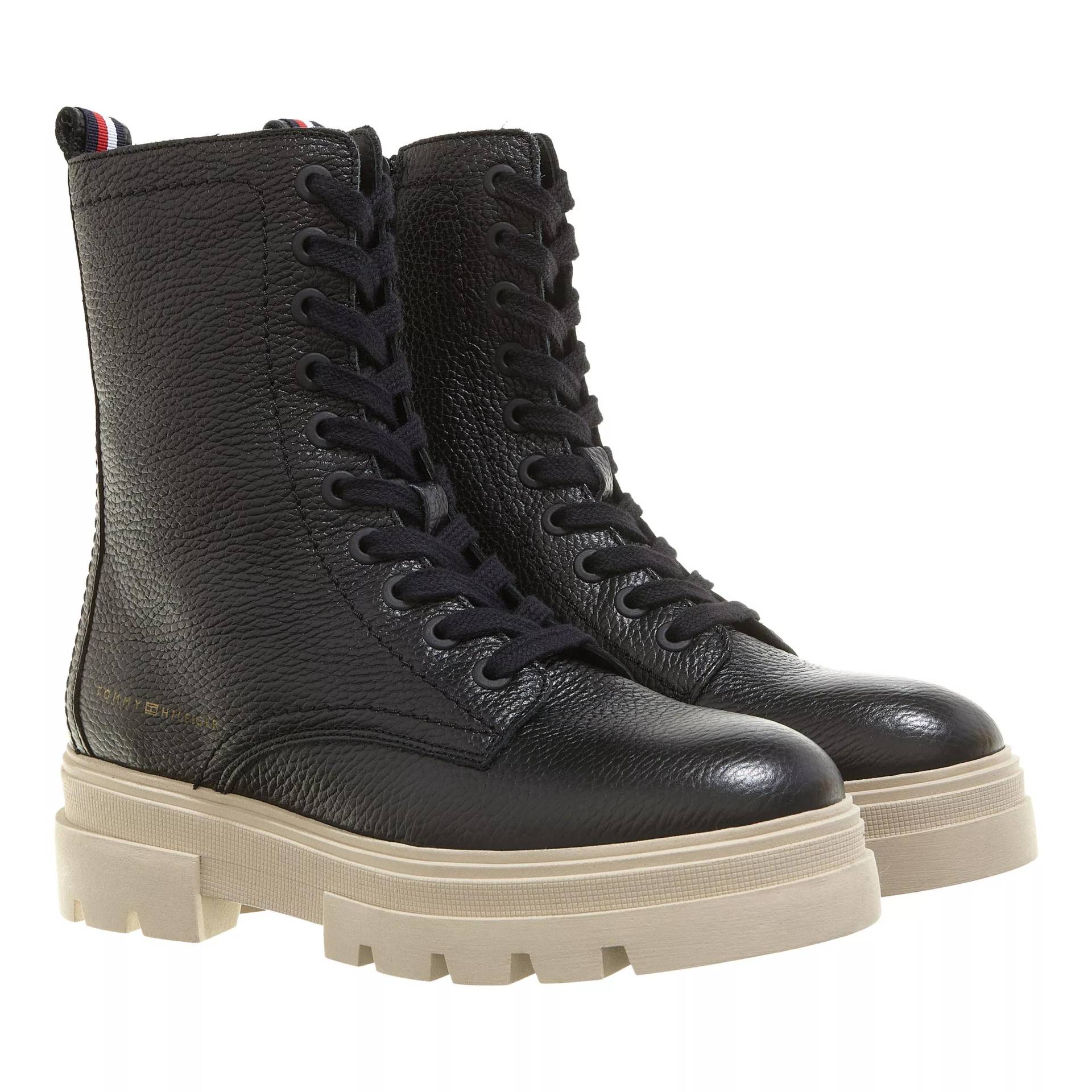 Tommy Hilfiger Boots & Stiefeletten - Monochromatic Lace Up Boot - Gr. 42 (EU) - in Schwarz - für Damen von Tommy Hilfiger