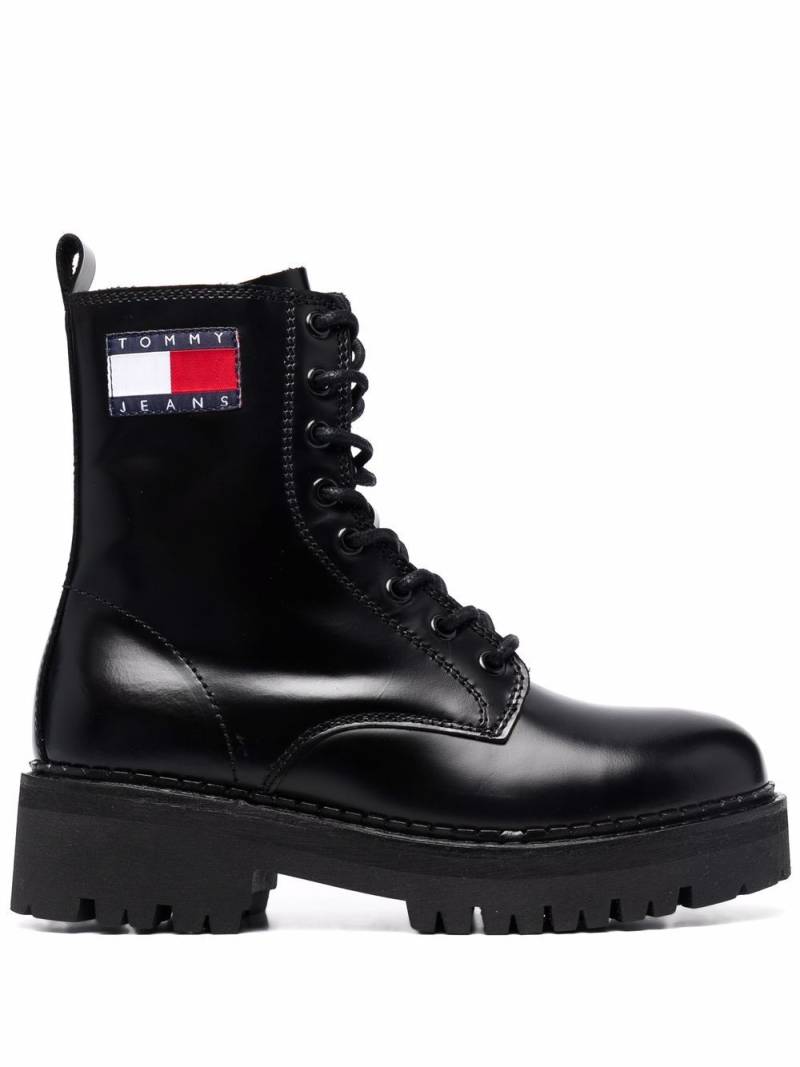 Tommy Hilfiger Cleat logo-badge combat boots - Black von Tommy Hilfiger