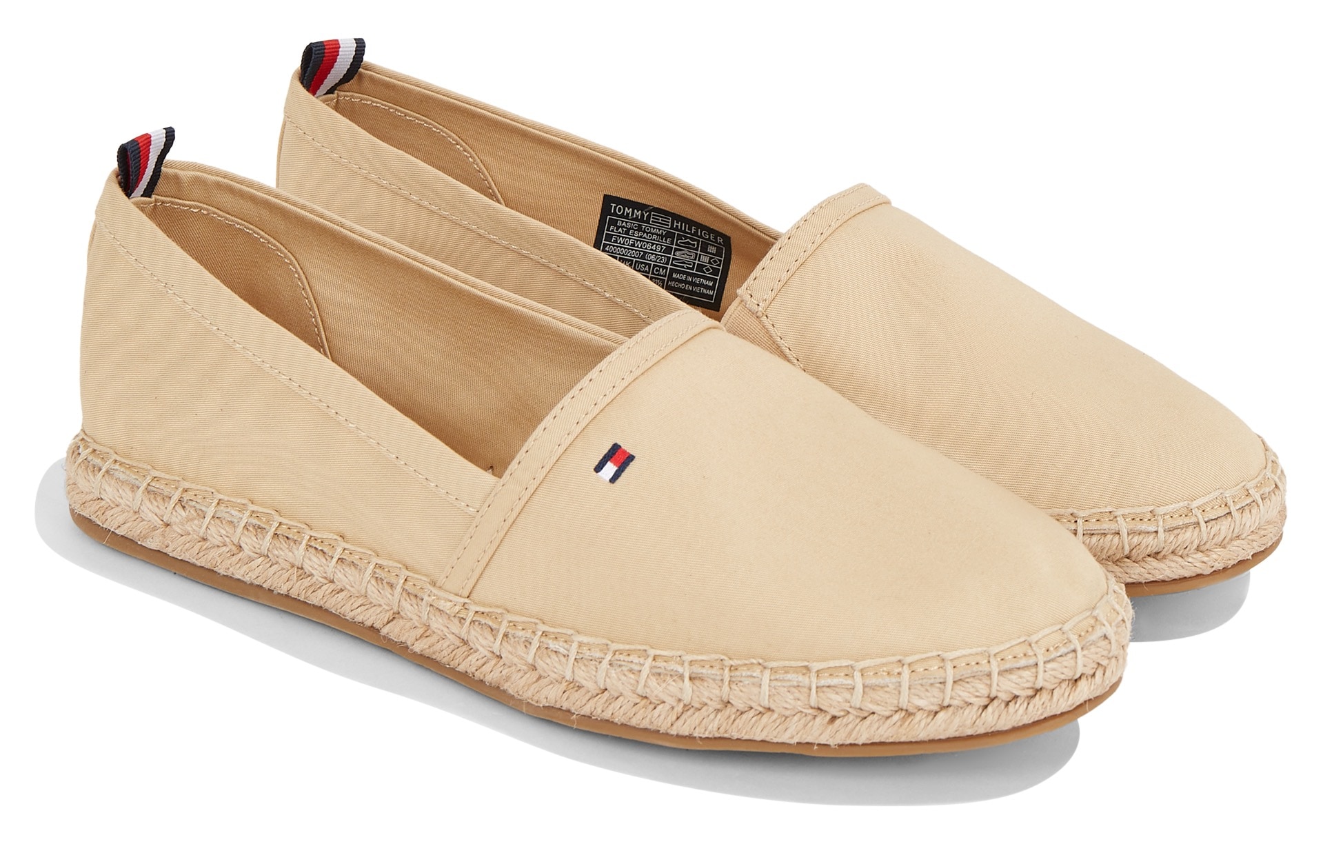 Tommy Hilfiger Espadrille »BASIC TOMMY FLAT ESPADRILLE«, Sommerschuh, Slides, Loafer mit gesticktem Logoflag von Tommy Hilfiger