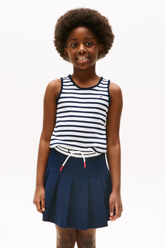 Tommy Hilfiger Essential geripptes Tanktop | White + Navy | Mädchen  | 10 von Tommy Hilfiger