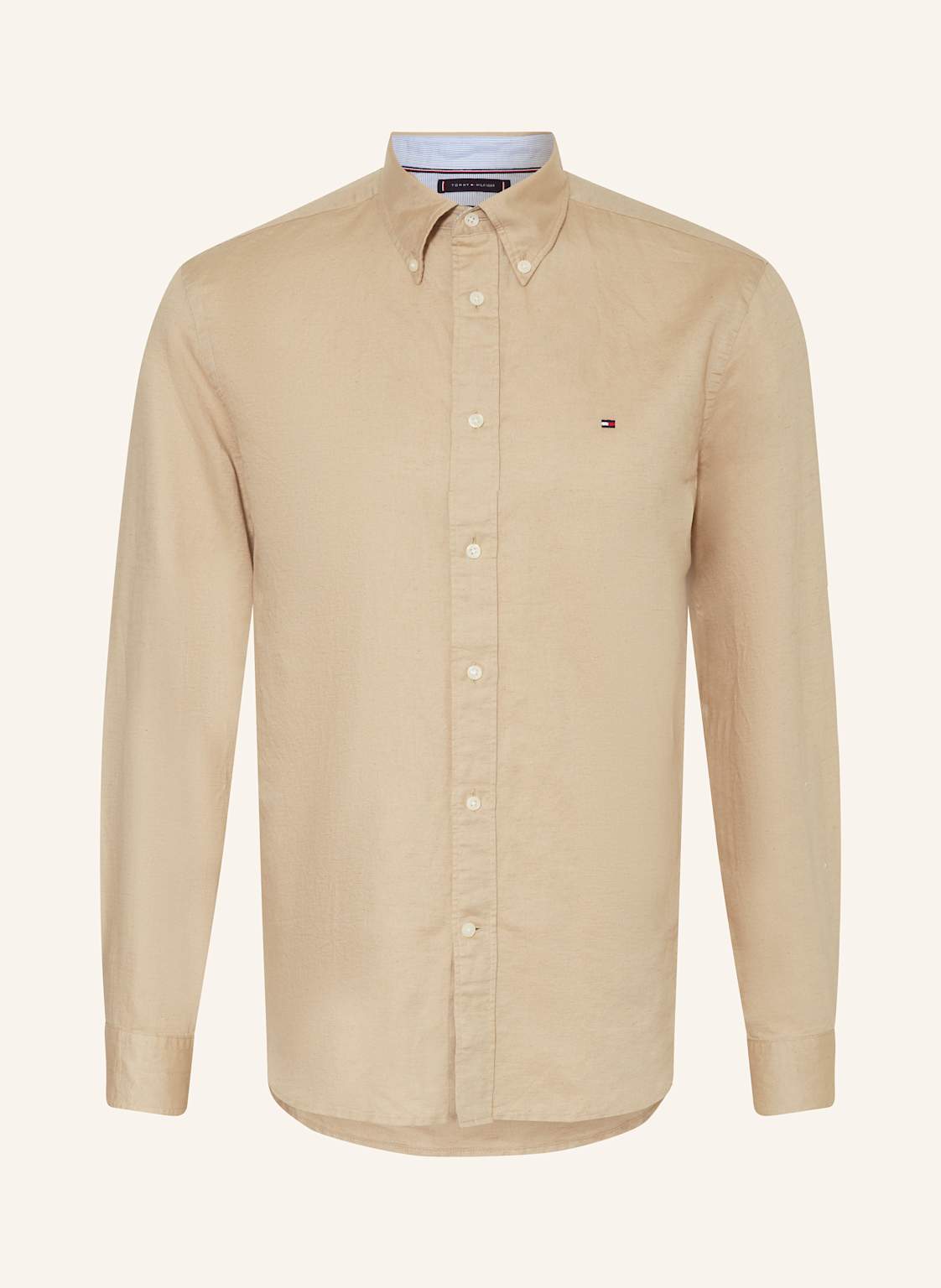 Tommy Hilfiger Hemd Comfort Fit Mit Leinen beige von Tommy Hilfiger