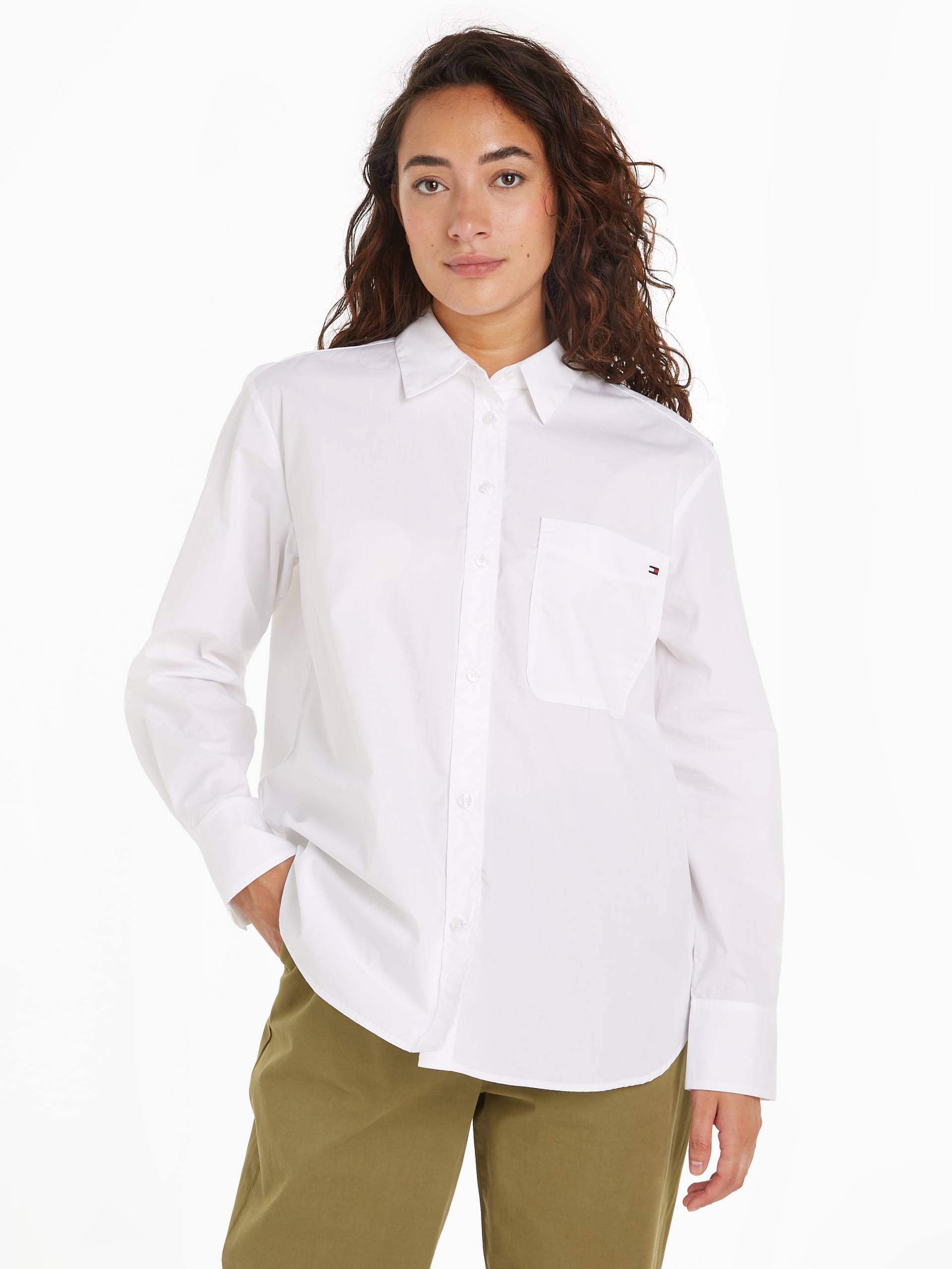 Tommy Hilfiger Hemdbluse »SOLID COTTON EASY FIT SHIRT«, mit Brusttasche von Tommy Hilfiger