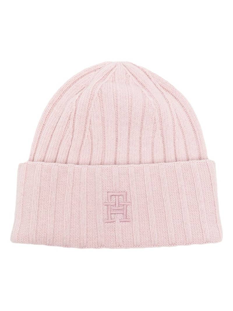 Tommy Hilfiger Iconic logo-embroidered ribbed-knit beanie - Pink von Tommy Hilfiger