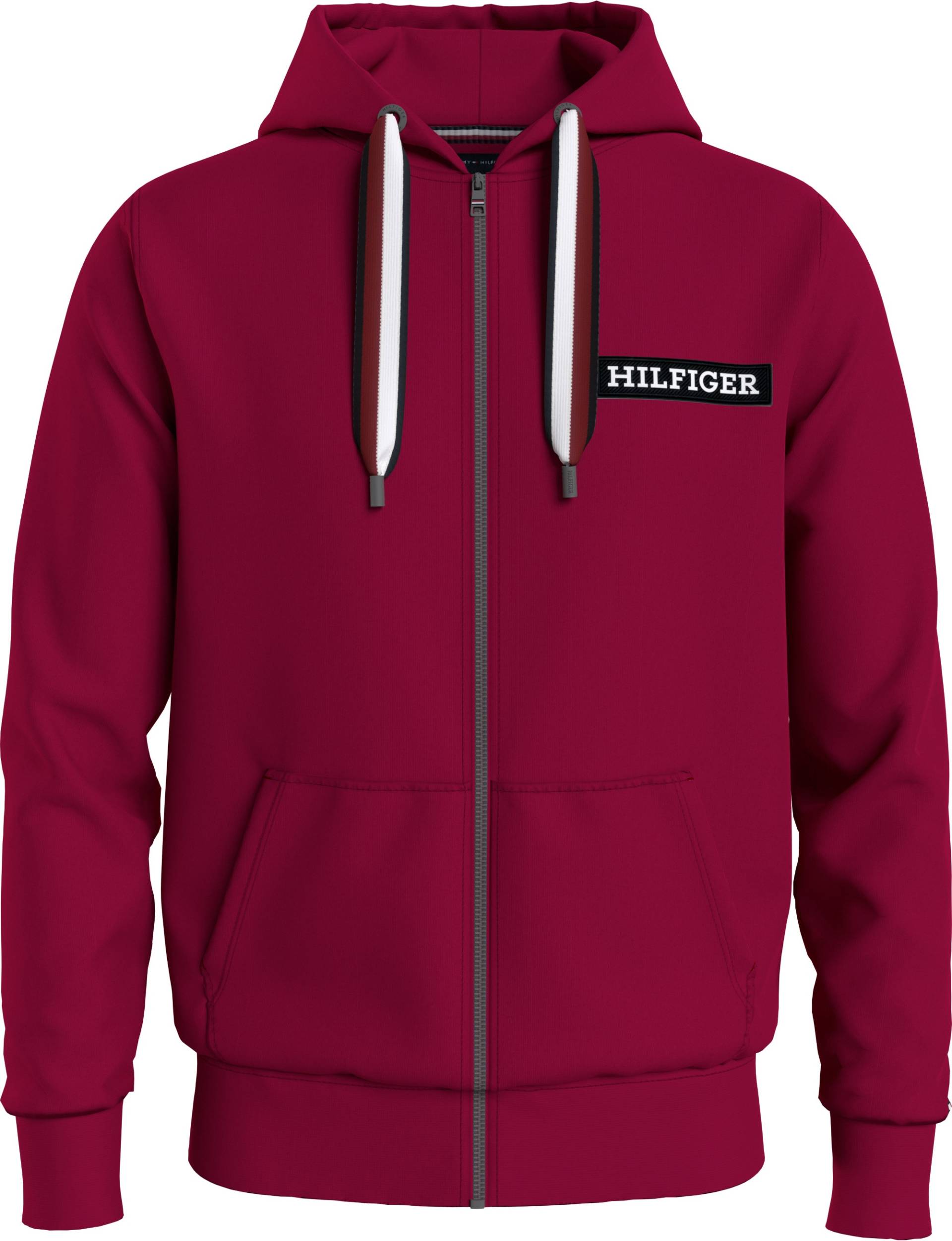 Tommy Hilfiger Kapuzensweatjacke »GLOBAL STRIPE HOODED ZIP THRU«, mit Logo-Patch auf der Brust von Tommy Hilfiger