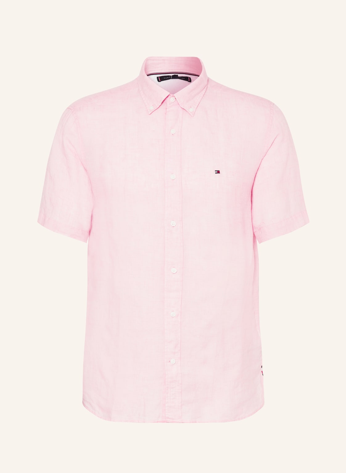 Tommy Hilfiger Kurzarm-Hemd Regular Fit Aus Leinen pink von Tommy Hilfiger
