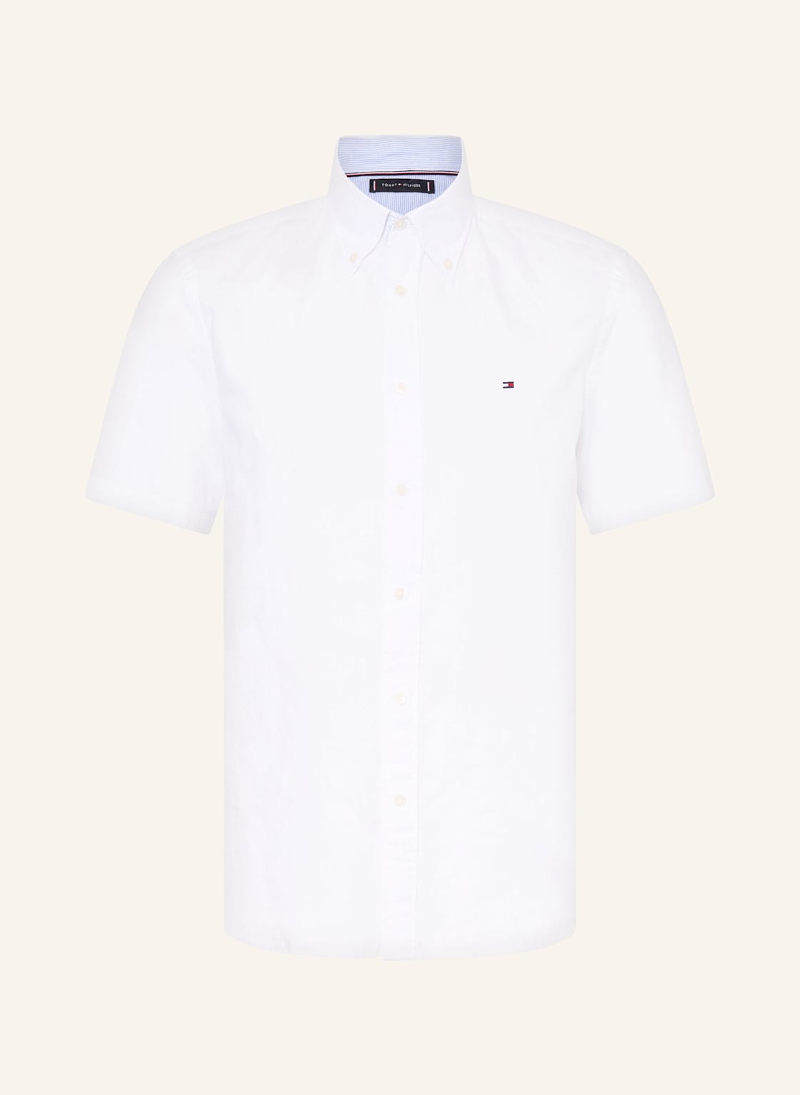 Tommy Hilfiger Kurzarm-Hemd Regular Fit Mit Leinen weiss von Tommy Hilfiger