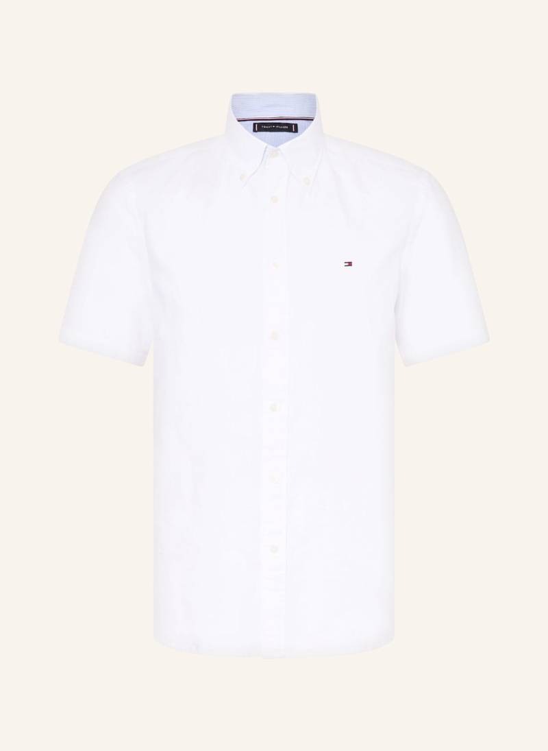 Tommy Hilfiger Kurzarm-Hemd Regular Fit Mit Leinen weiss von Tommy Hilfiger