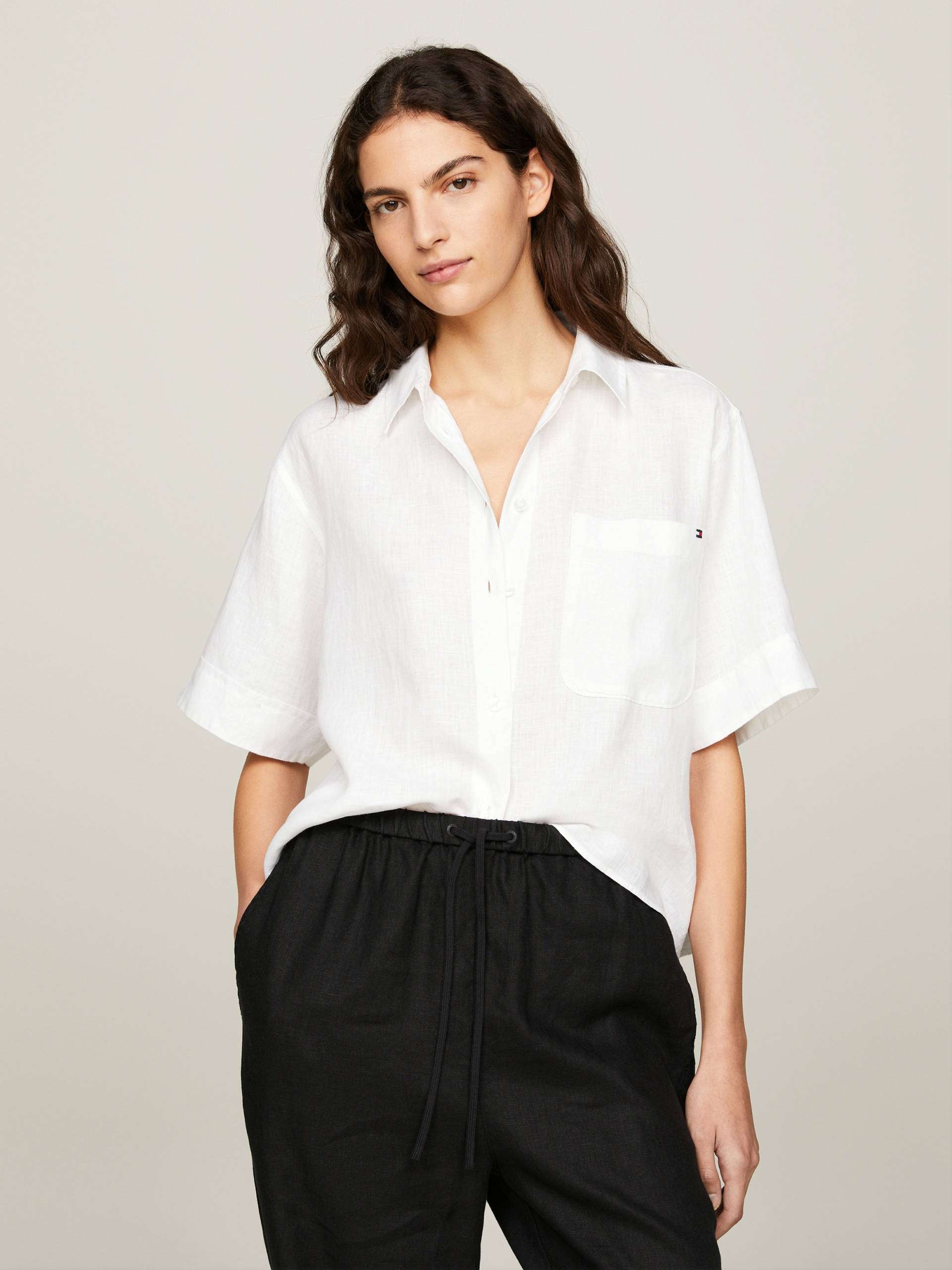 Tommy Hilfiger Kurzarmbluse »LINEN SS SHIRT« von Tommy Hilfiger