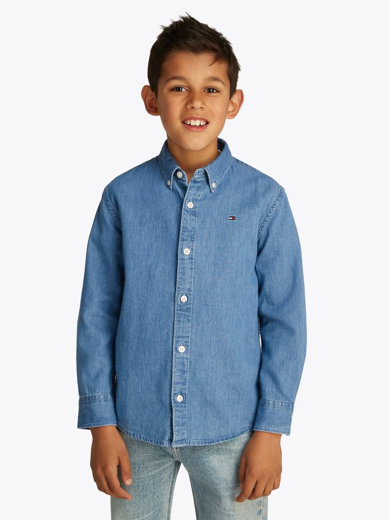 Tommy Hilfiger Langarmhemd »DENIM CHAMBRAY SHIRT LS«, in blauer Waschung, mit Logostickerei von Tommy Hilfiger