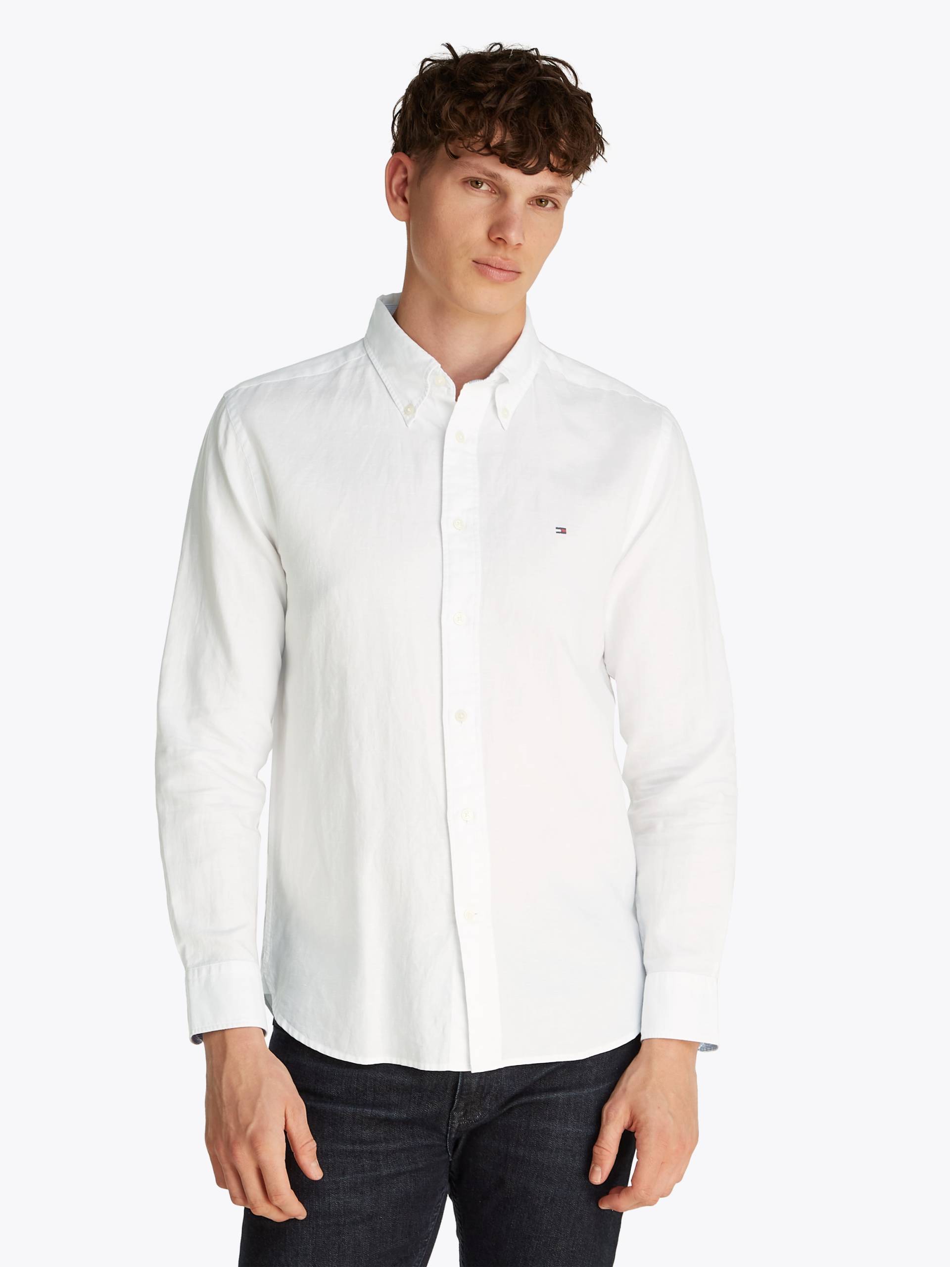 Tommy Hilfiger Langarmhemd »LINEN BLEND SOLID RF SHIRT«, mit Button-down-Kragen von Tommy Hilfiger