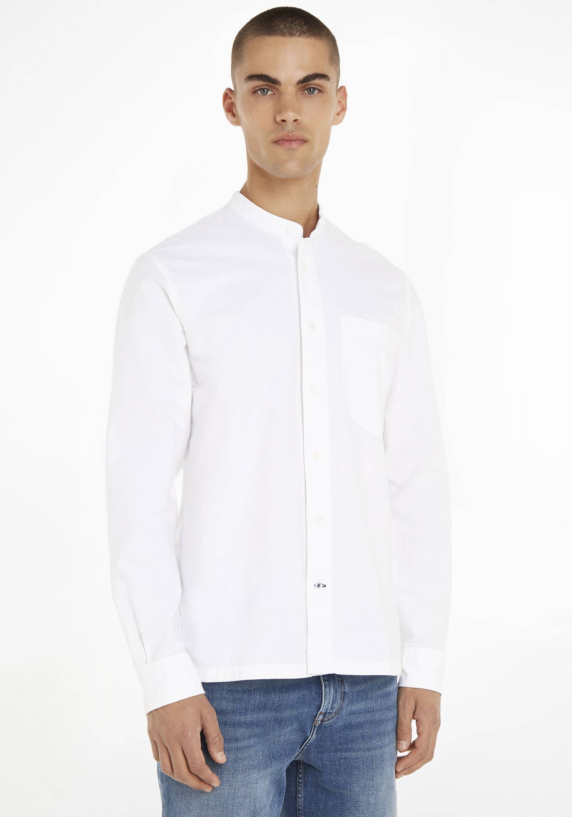 Tommy Hilfiger Langarmhemd »PIGMENT GMD MANDARIN RF SHIRT« von Tommy Hilfiger