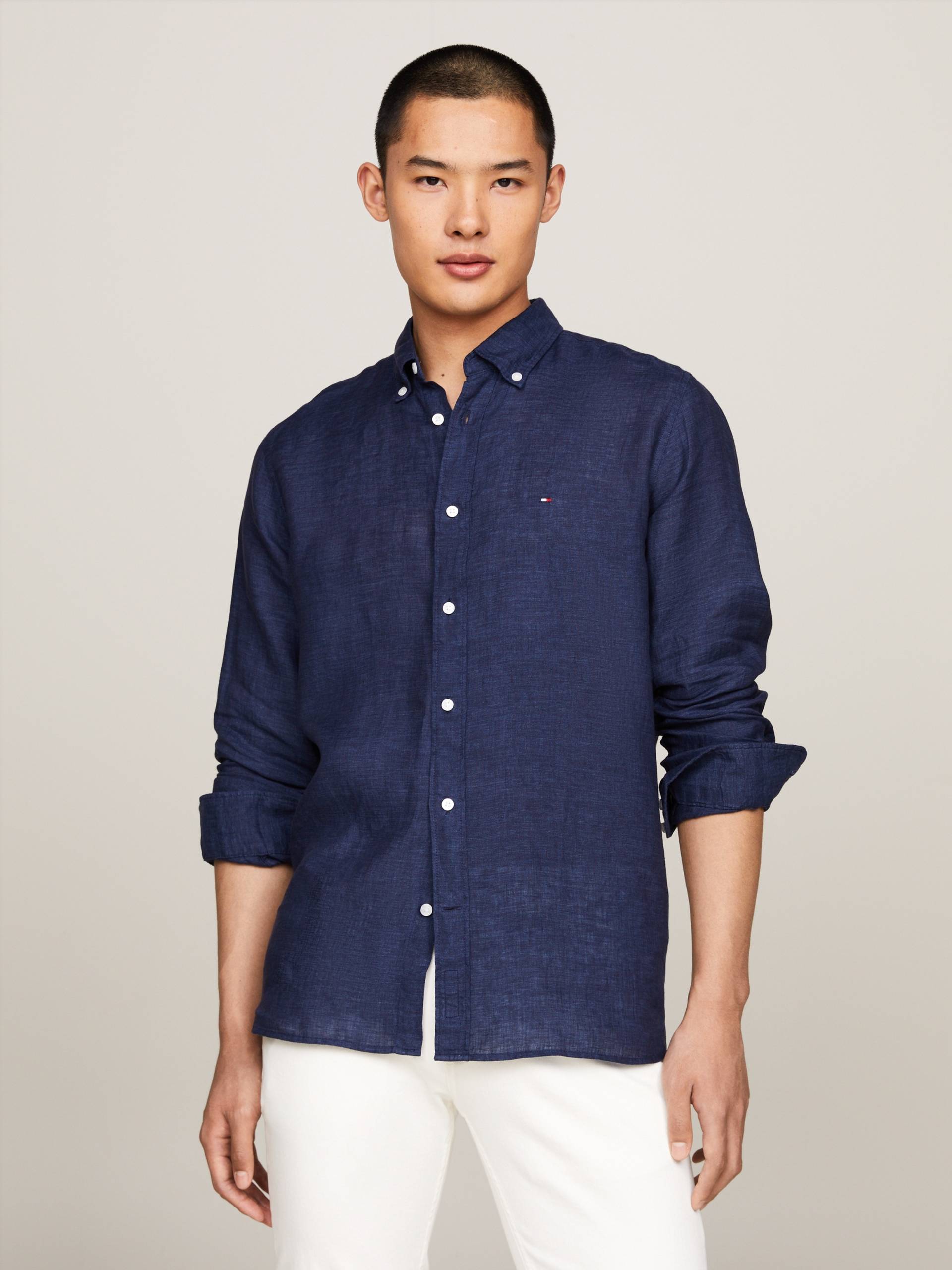 Tommy Hilfiger Leinenhemd »PIGMENT DYED LI SOLID RF SHIRT« von Tommy Hilfiger