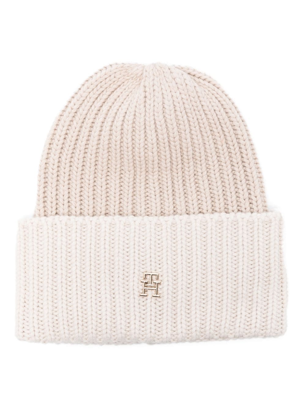 Tommy Hilfiger Limitless monogram-plaque beanie - Neutrals von Tommy Hilfiger