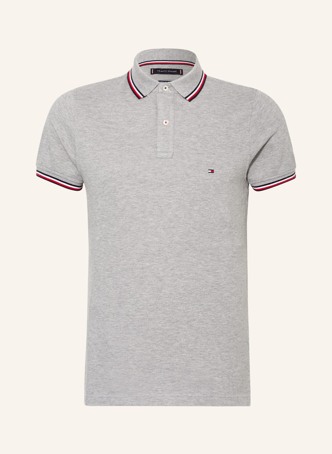 Tommy Hilfiger Piqué-Poloshirt Slim Fit grau von Tommy Hilfiger