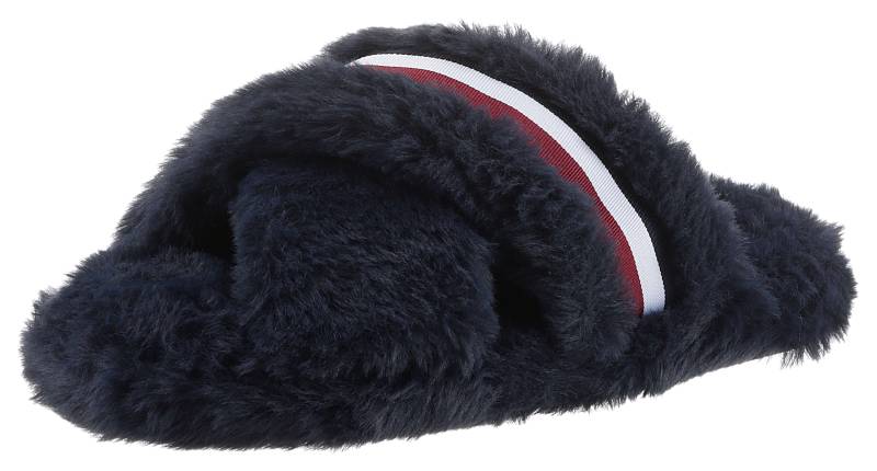 Tommy Hilfiger Plüsch Hausschuhe »FUR CROSS STRAP HOME SLIPPER« von Tommy Hilfiger