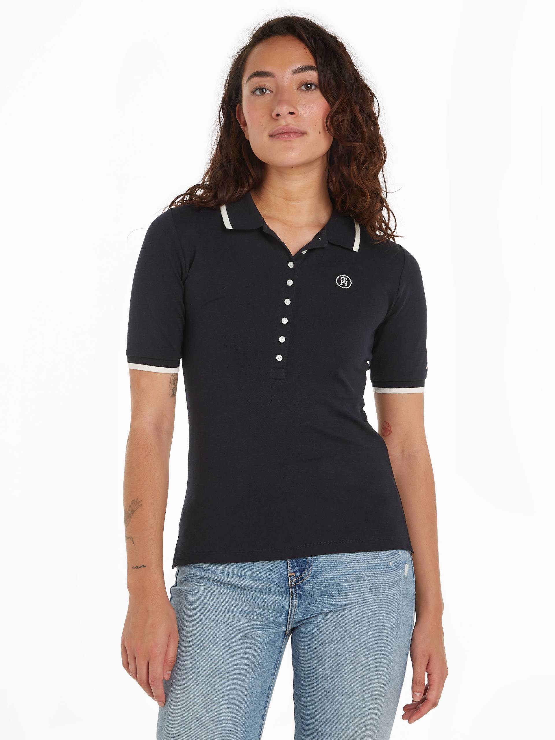 Tommy Hilfiger Poloshirt »SLIM SMD TIPPING LYOCELL POLO SS« von Tommy Hilfiger