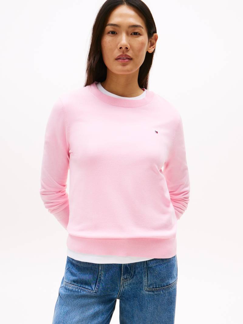 Tommy Hilfiger Rundhalspullover »CO JERSEY STITCH LS C-NK SWT«, mit Logostickerei von Tommy Hilfiger