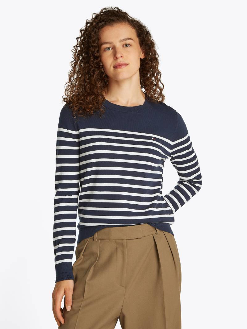 Tommy Hilfiger Rundhalspullover »CO JERSEY STITCH LS C-NK SWT«, mit Logostickerei von Tommy Hilfiger