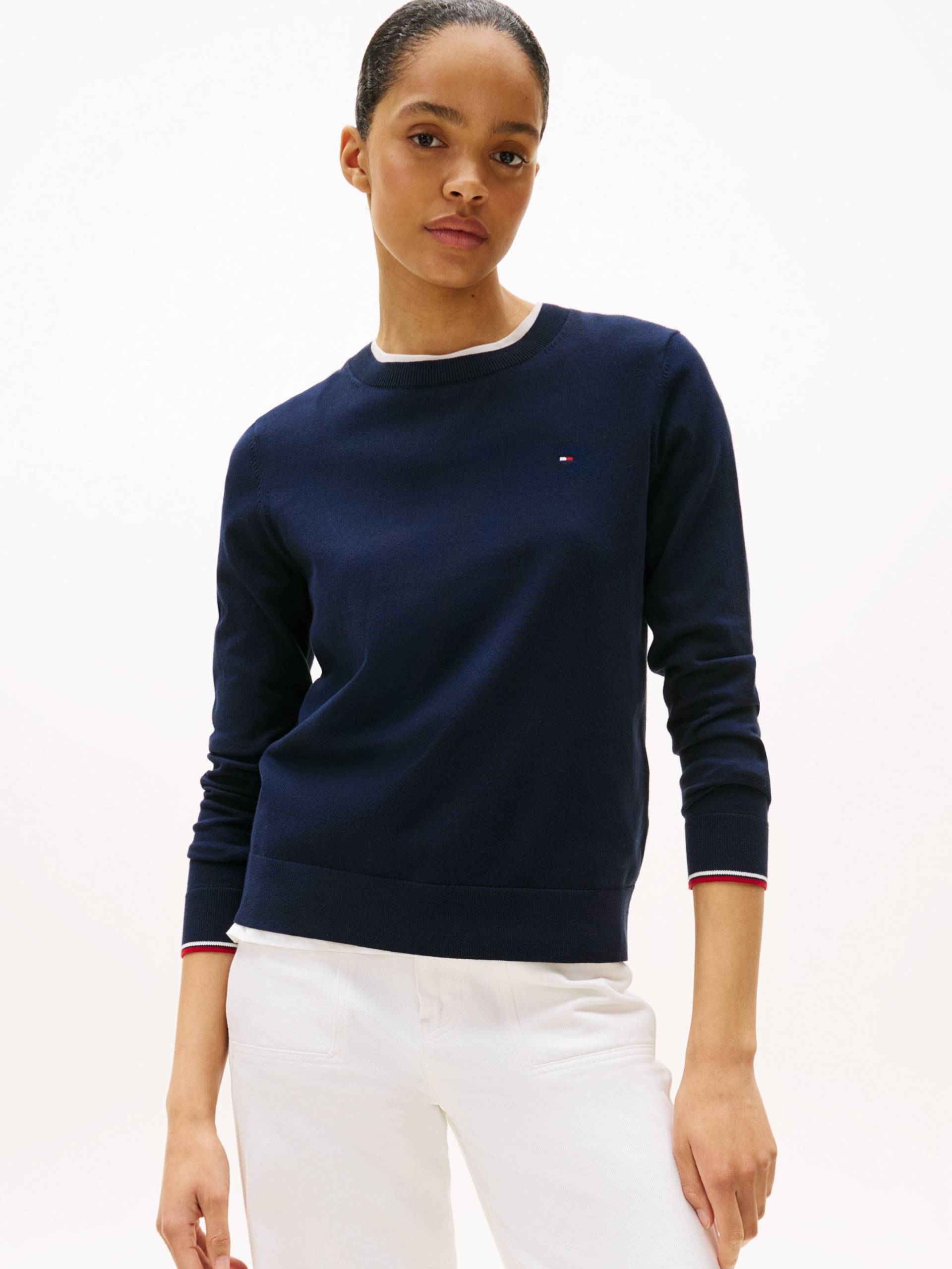 Tommy Hilfiger Rundhalspullover »CO JERSEY STITCH LS C-NK SWT«, mit Logostickerei Tommy Hilfiger Rundhalspullover »CO JERSEY STITCH LS C-NK SWT«, mit Logostickerei von Tommy Hilfiger