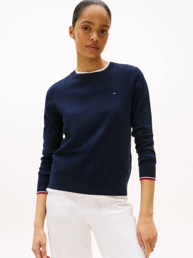 Tommy Hilfiger Rundhalspullover »CO JERSEY STITCH LS C-NK SWT«, mit Logostickerei von Tommy Hilfiger