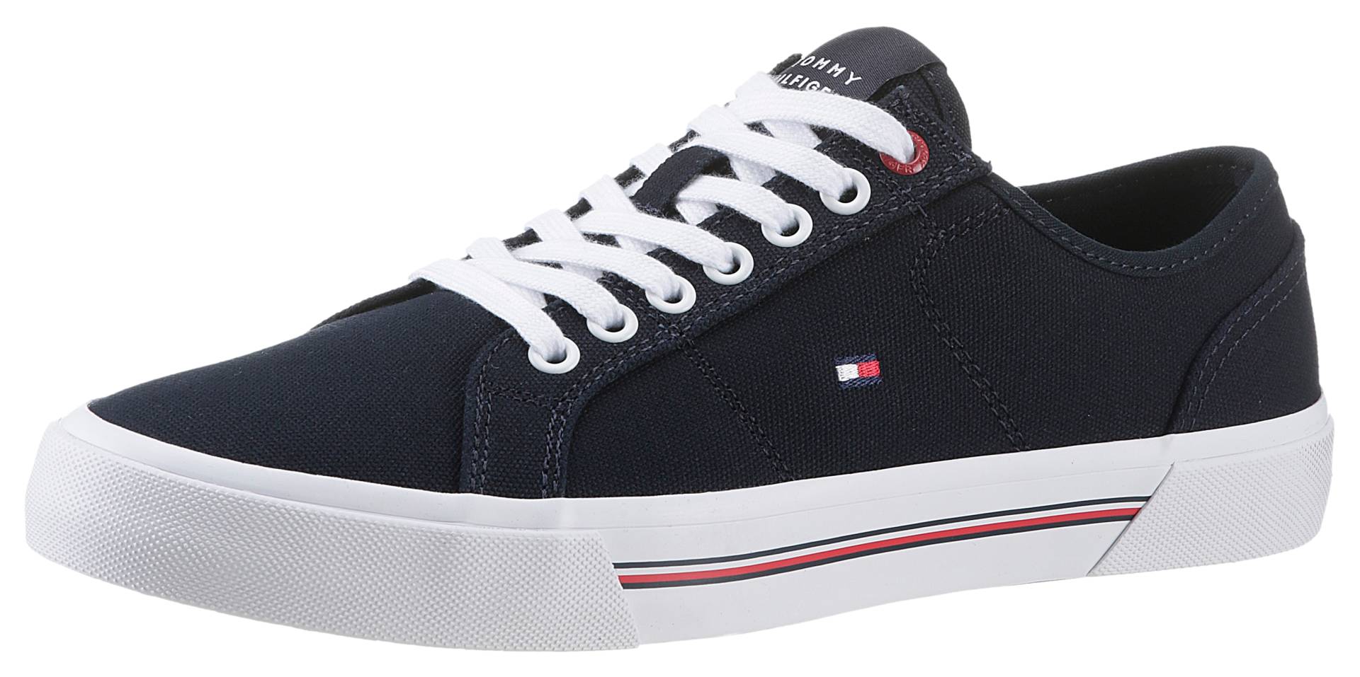 Tommy Hilfiger Sneaker »CORE CORPORATE VULC CANVAS«, mit Streifen im Plateau, Freizeitschuh, Halbschuh, Schnürschuh von Tommy Hilfiger