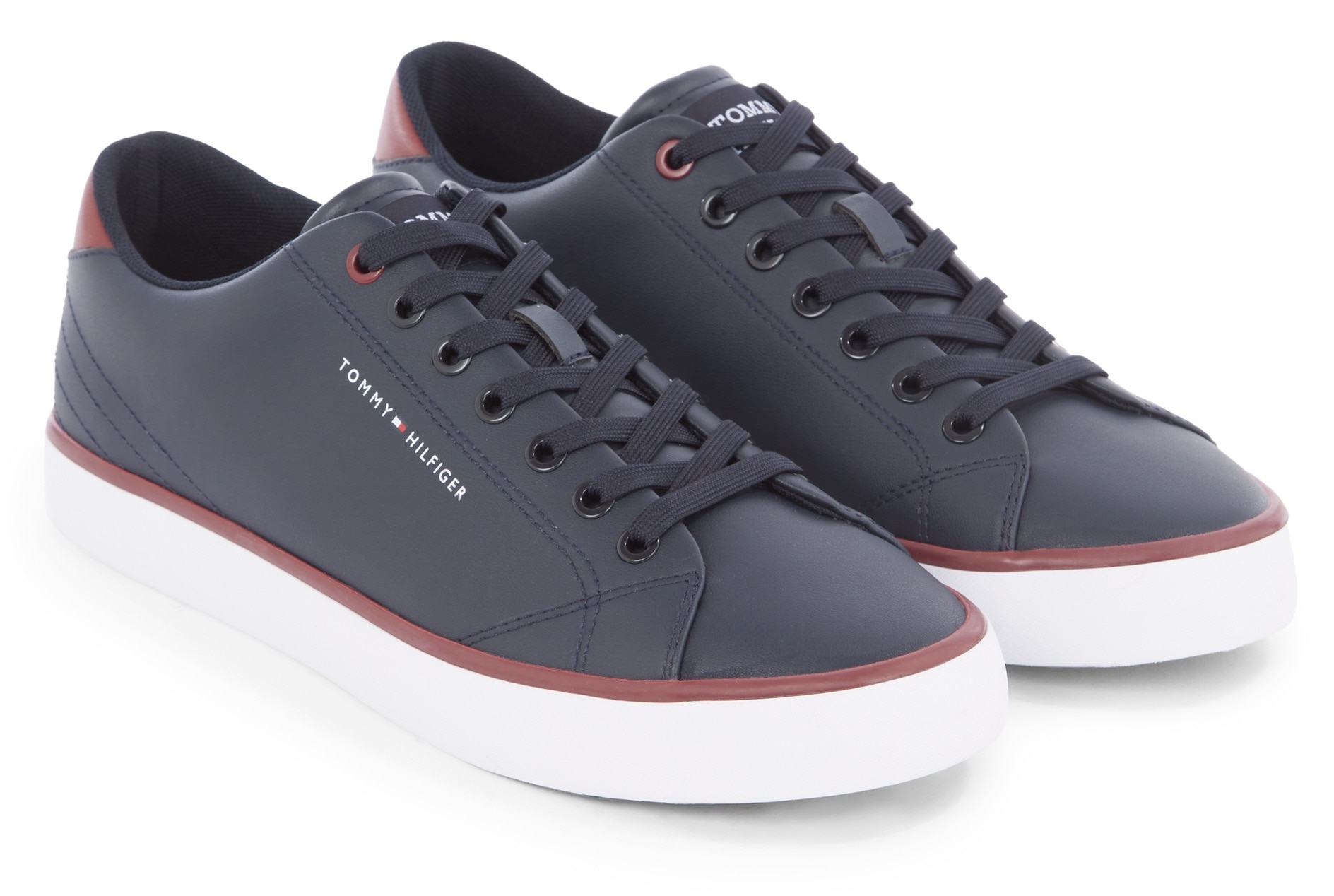 Tommy Hilfiger Sneaker »TH HI VULC CORE LOW LEATHER ESS«, mit Kontrastbesatz, Freizeitschuh, Halbschuh, Schnürschuh von Tommy Hilfiger