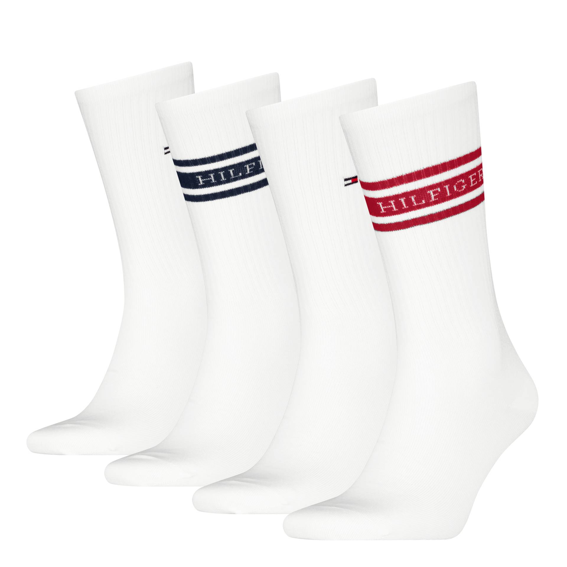 Tommy Hilfiger Socken »TH MEN SOCK 4P GIFTBOX SPORT«, (4 Paar), mit kontrastierendem Logo-Schriftzug von Tommy Hilfiger