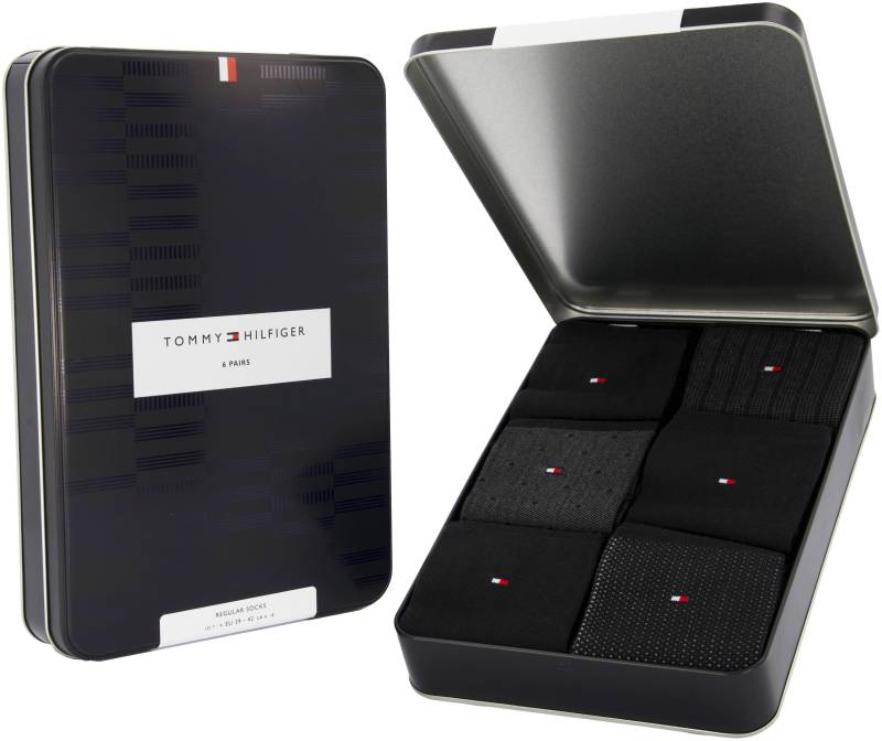 Tommy Hilfiger Socken »TH MEN SOCK 6P TIN GIFTBOX BIRDSEYE«, (Box, 6 Paar), Geschenkbox, ideal zum Verschenken, Baumwoll-Stretch von Tommy Hilfiger