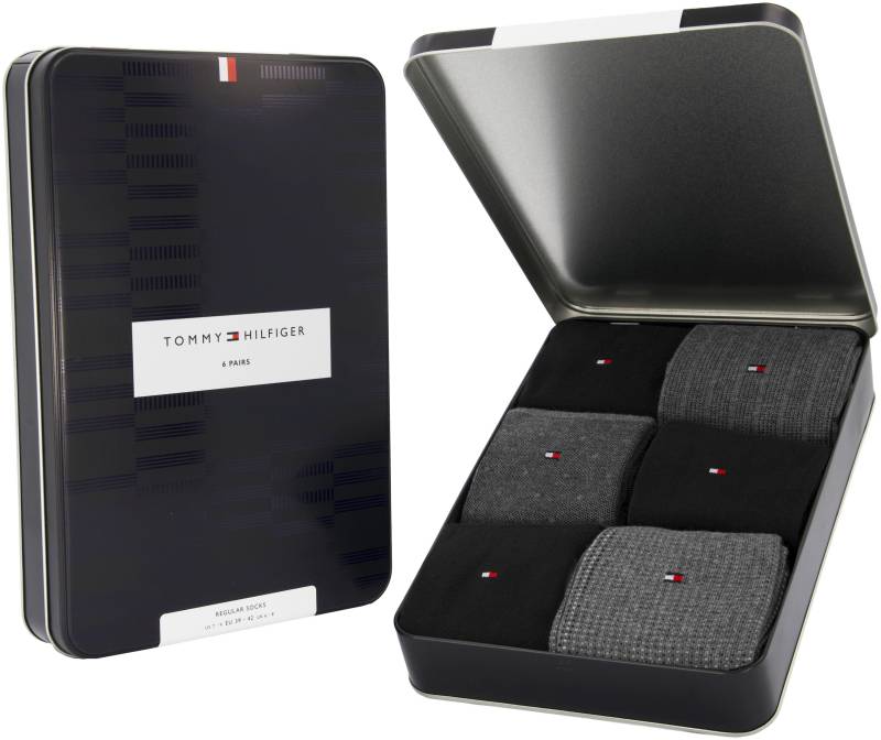Tommy Hilfiger Socken »TH MEN SOCK 6P TIN GIFTBOX BIRDSEYE«, (Box, 6 Paar), Geschenkbox, ideal zum Verschenken, Baumwoll-Stretch von Tommy Hilfiger