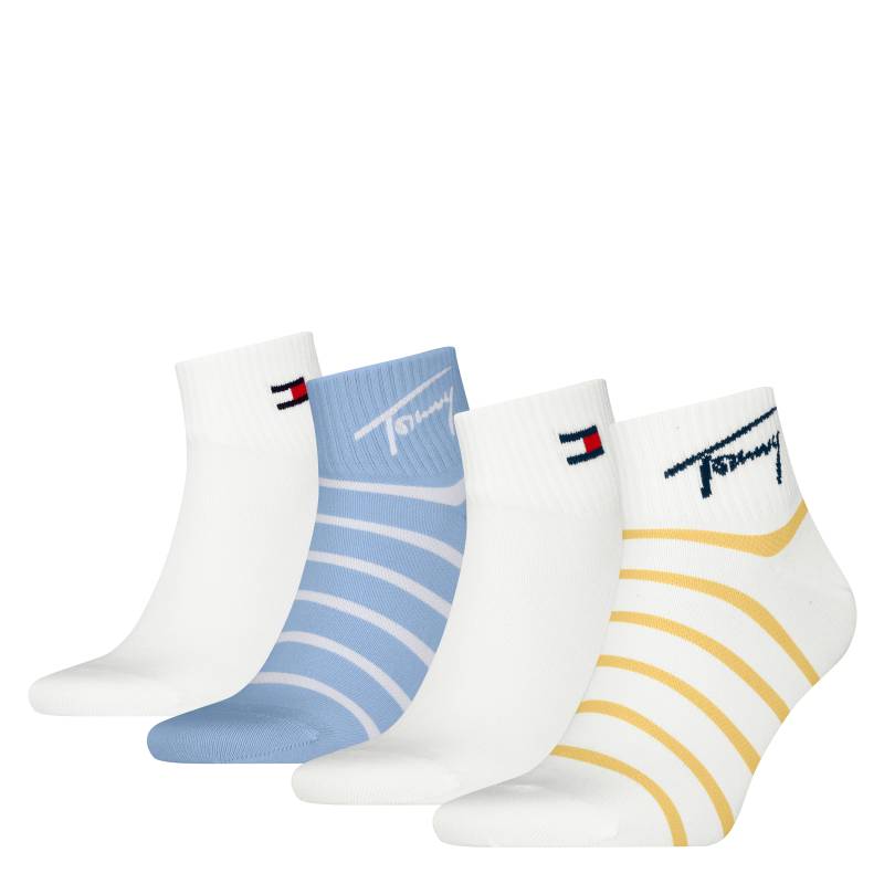 Tommy Hilfiger Socken »TH UNI TJ QUARTER 4P BRETON ECOM«, (4 Paar), mit dynamischem Streifenmuster von Tommy Hilfiger
