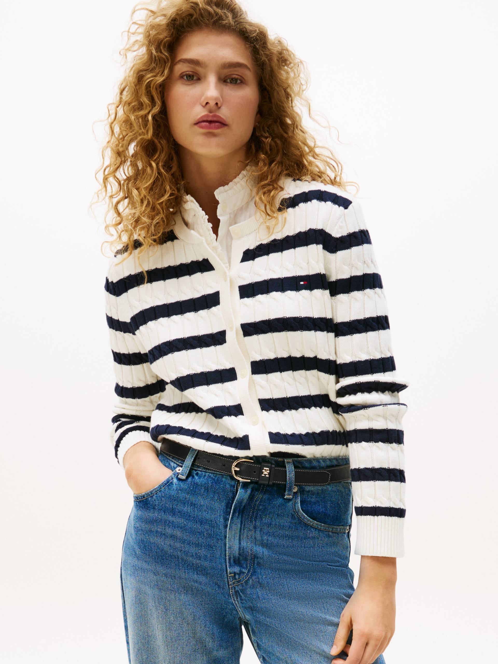 Tommy Hilfiger Strickjacke »CO CABLE MID GG C-NK LS CARDI«, mit Zopfmuster von Tommy Hilfiger