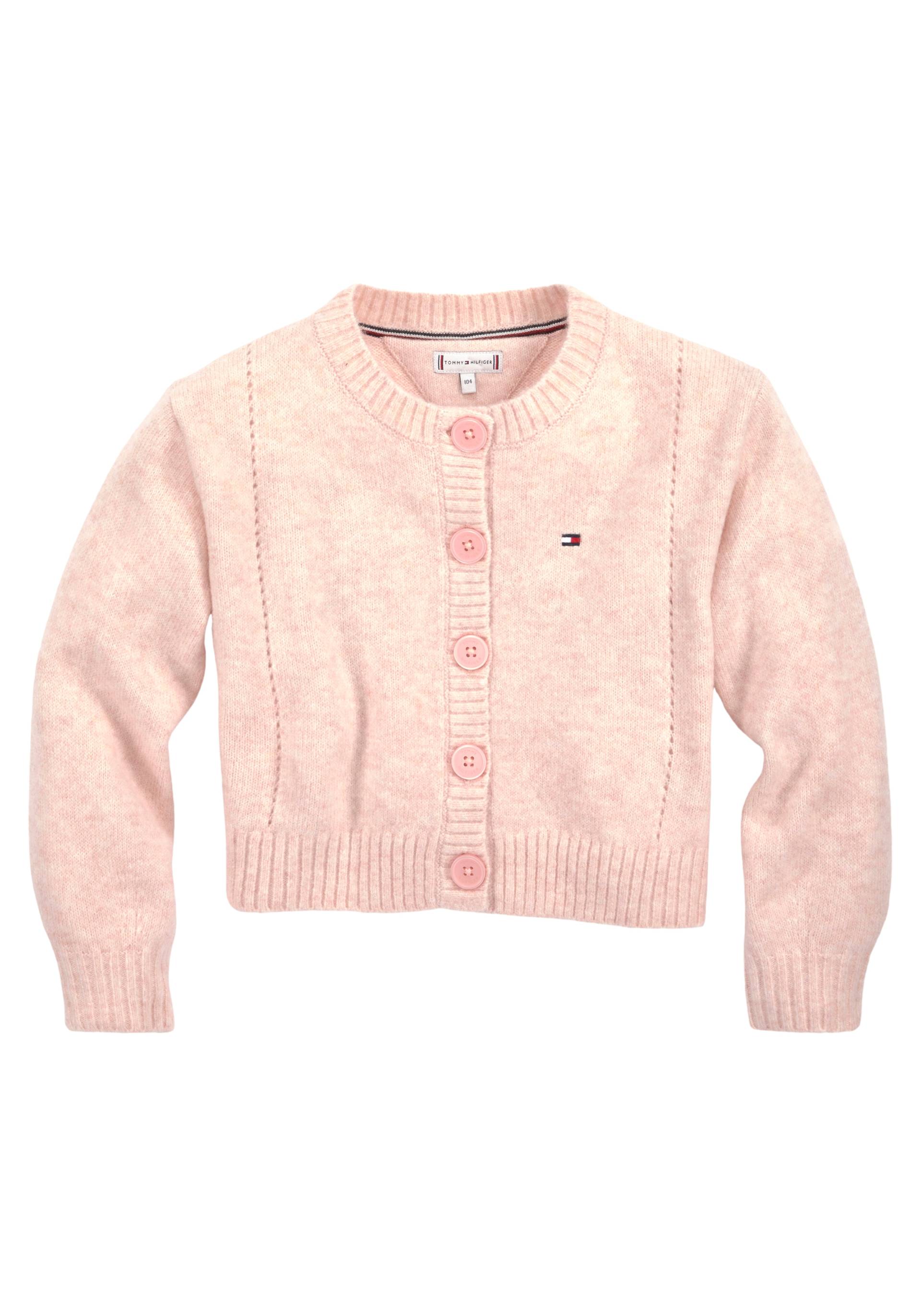 Tommy Hilfiger Strickjacke »TOMMY POINTELLE CARDIGAN«, Kinder Kids Junior MiniMe,mit dezenter Labelflag von Tommy Hilfiger