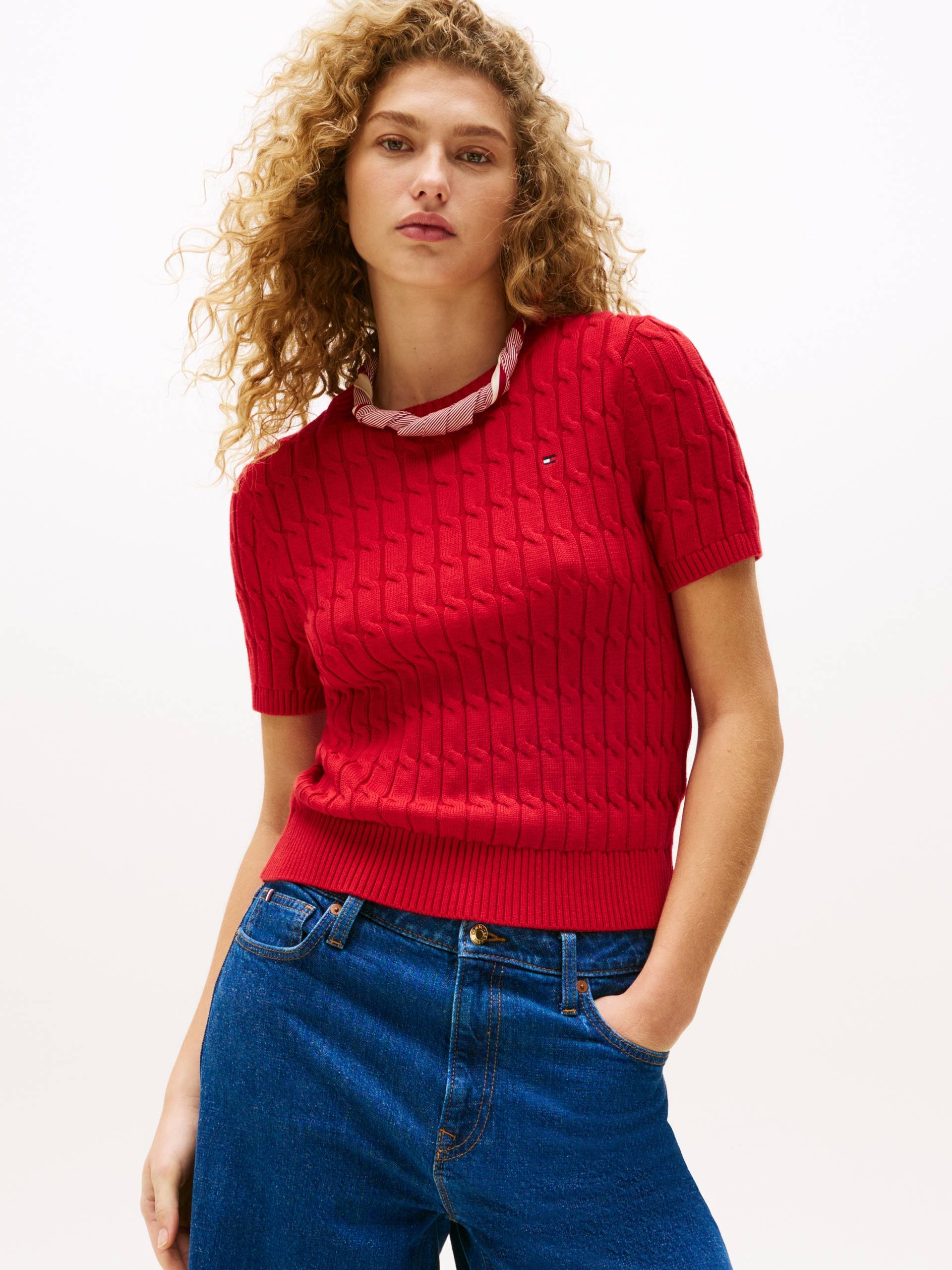 Tommy Hilfiger Strickpullover »CO CABLE MID GG S/S C-NK SWT«, mit Zopfmuster Tommy Hilfiger Strickpullover »CO CABLE MID GG S/S C-NK SWT«, mit Zopfmuster von Tommy Hilfiger
