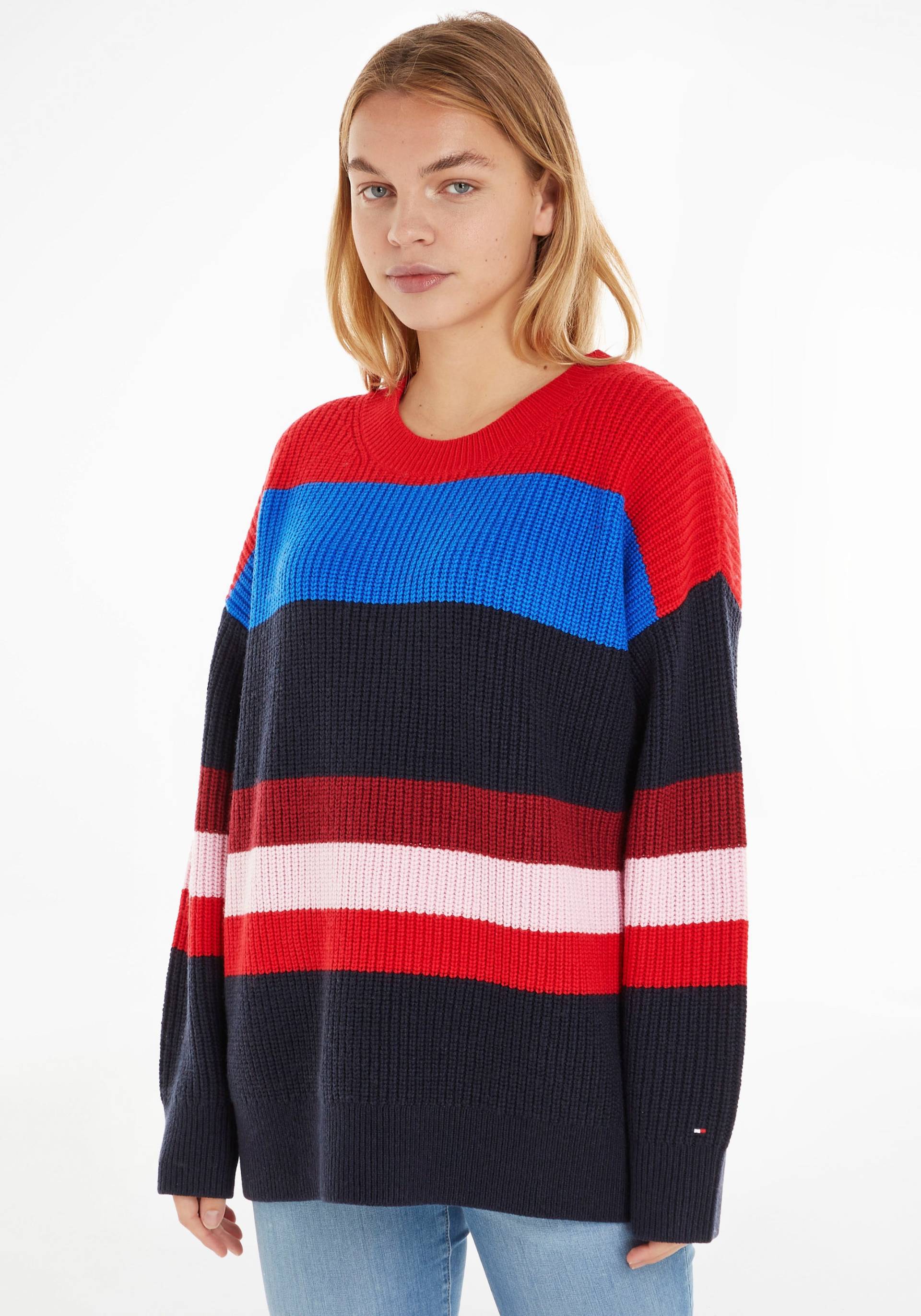 Tommy Hilfiger Strickpullover »VIBRANT STRIPE C-NK SWEATER« von Tommy Hilfiger