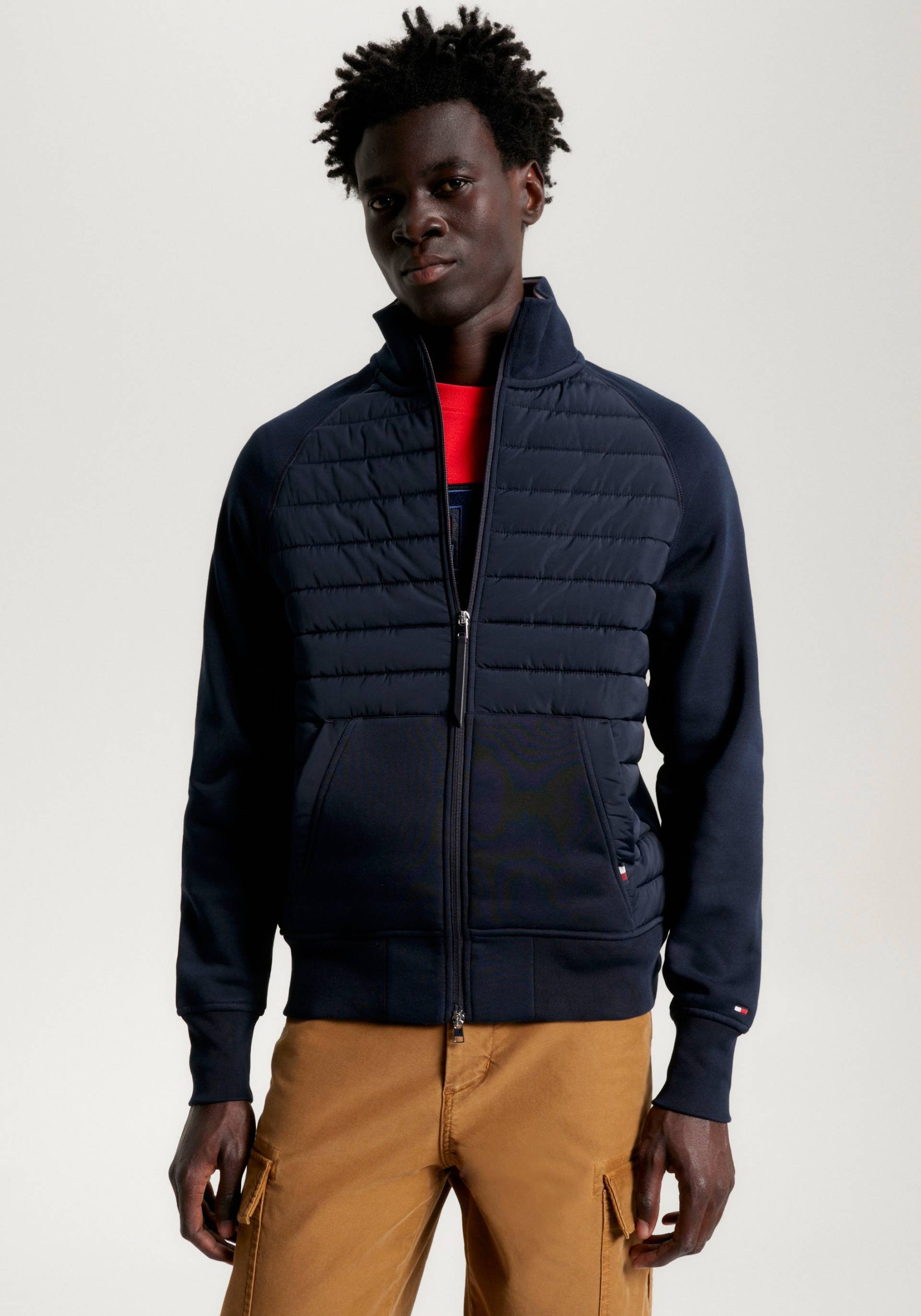 Tommy Hilfiger Sweatjacke »MIX MEDIA ZIP THRU STAND COLLAR« von Tommy Hilfiger