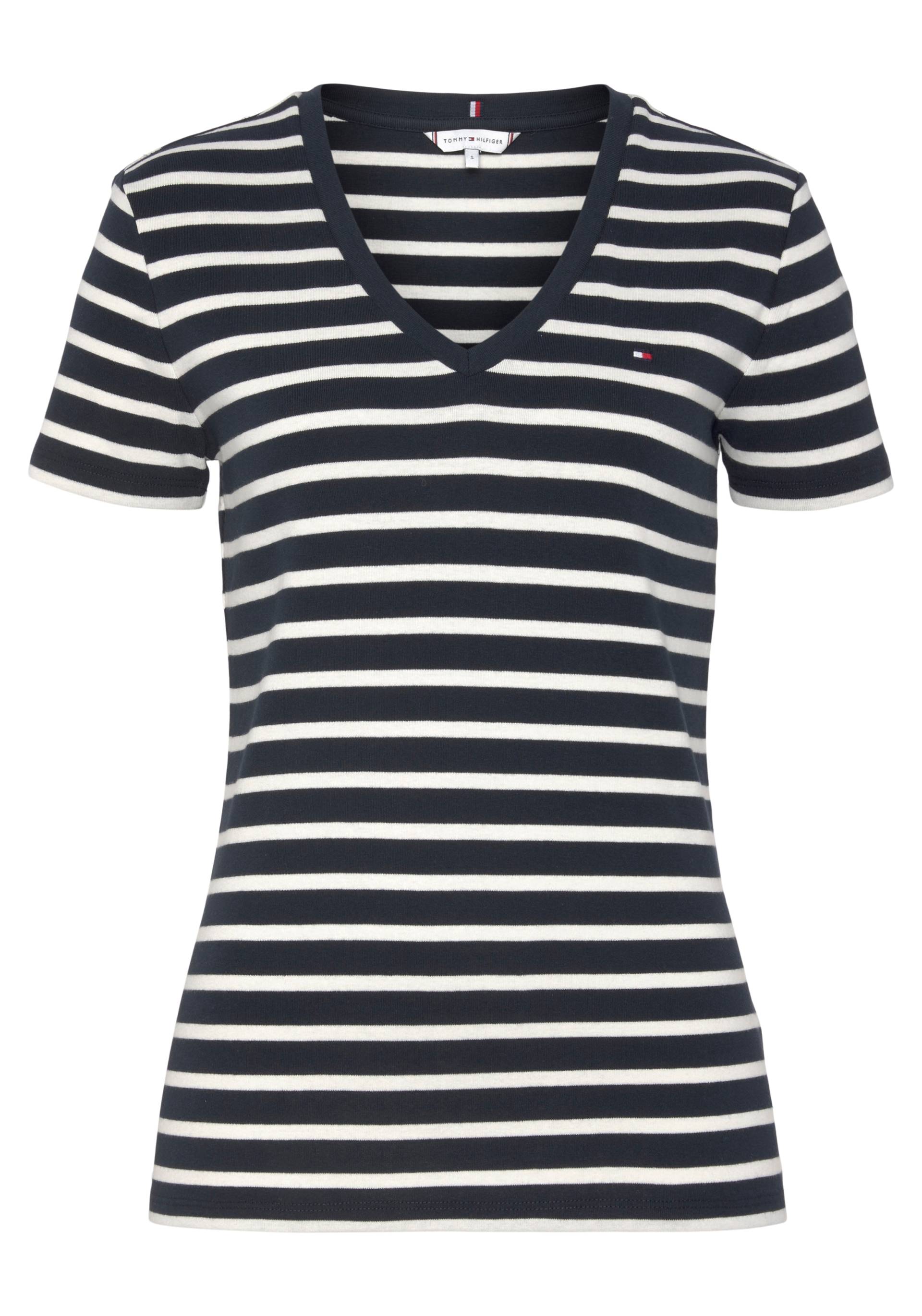 Tommy Hilfiger T-Shirt »SLIM CODY RIB V-NECK SS«, mit dezenter Logostickerei von Tommy Hilfiger