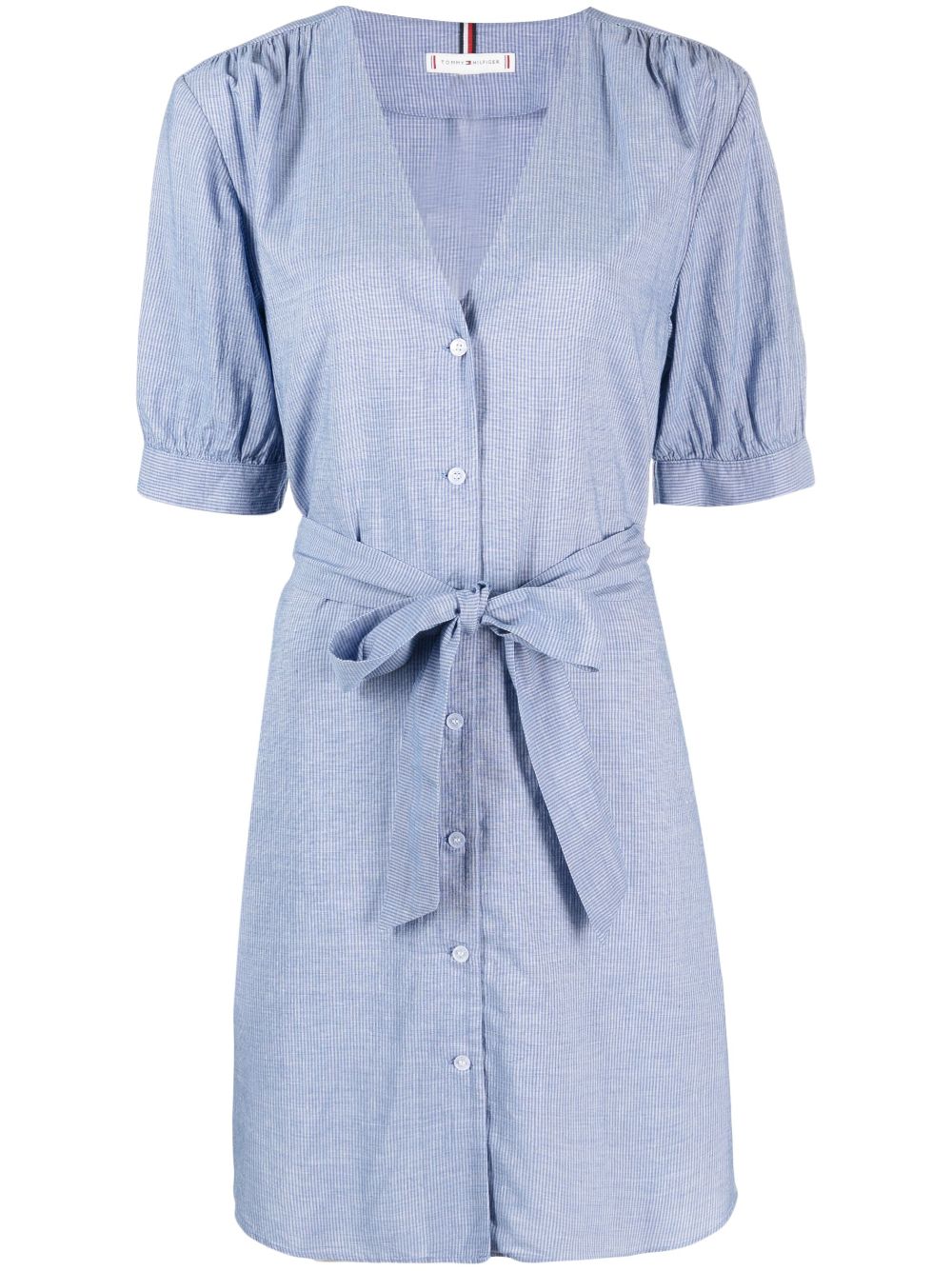 Tommy Hilfiger striped belted shirt dress - White von Tommy Hilfiger