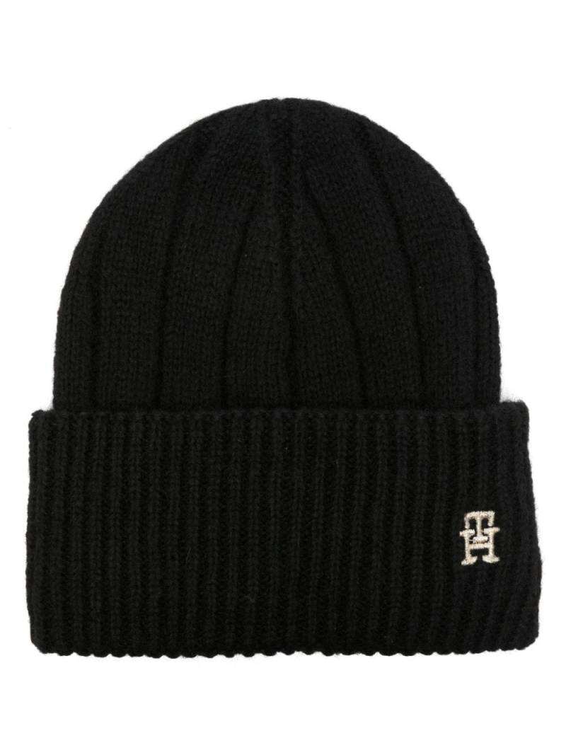 Tommy Hilfiger Timeless logo-embroidered beanie - Black von Tommy Hilfiger